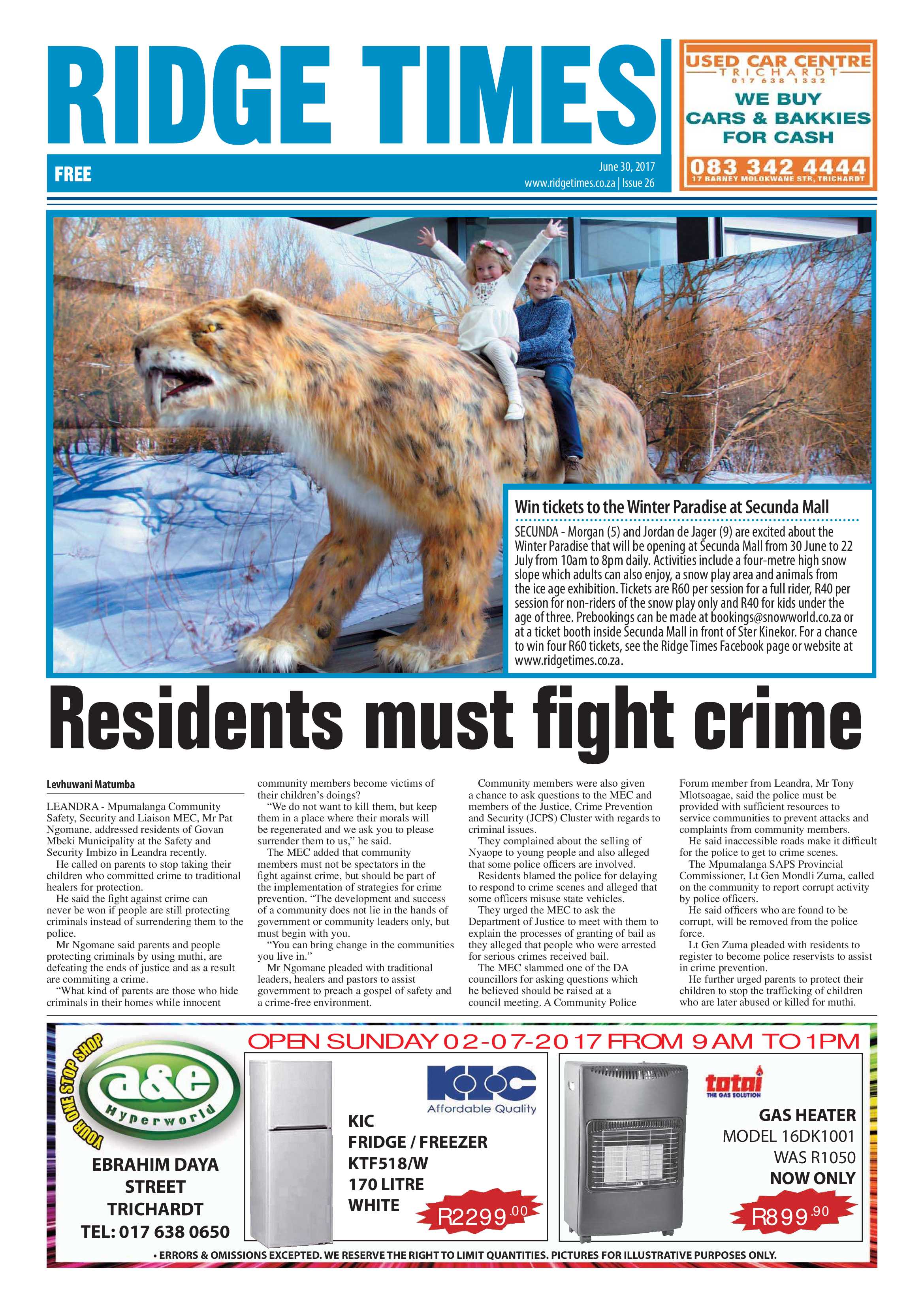 Ridge Times 30 June 2017 page 1