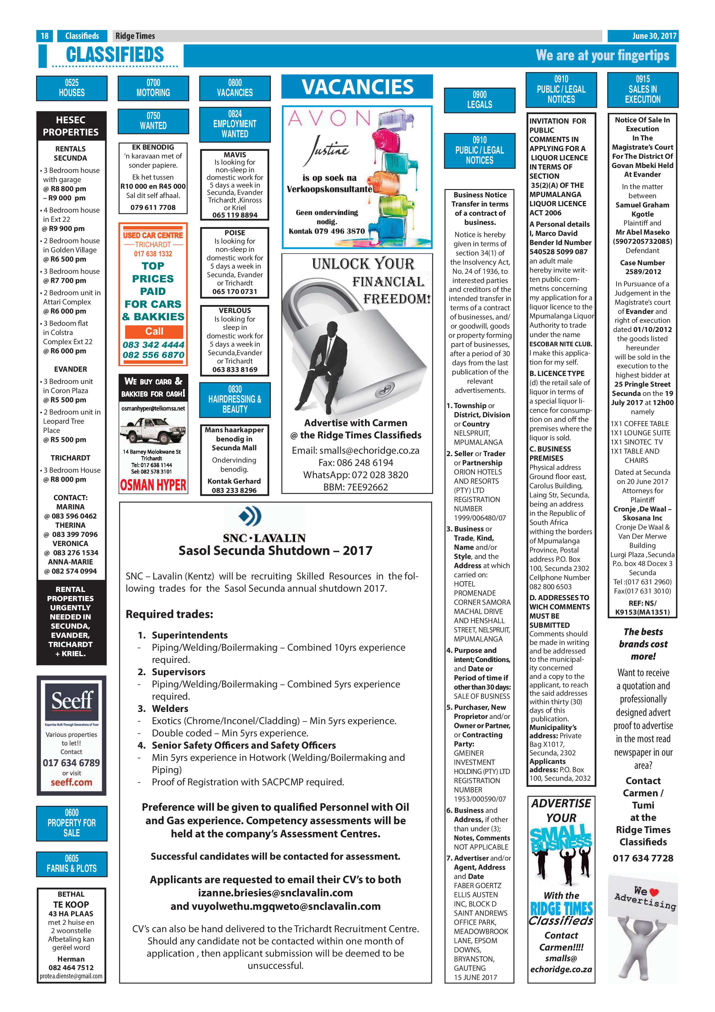 Ridge Times 30 June 2017 page 18