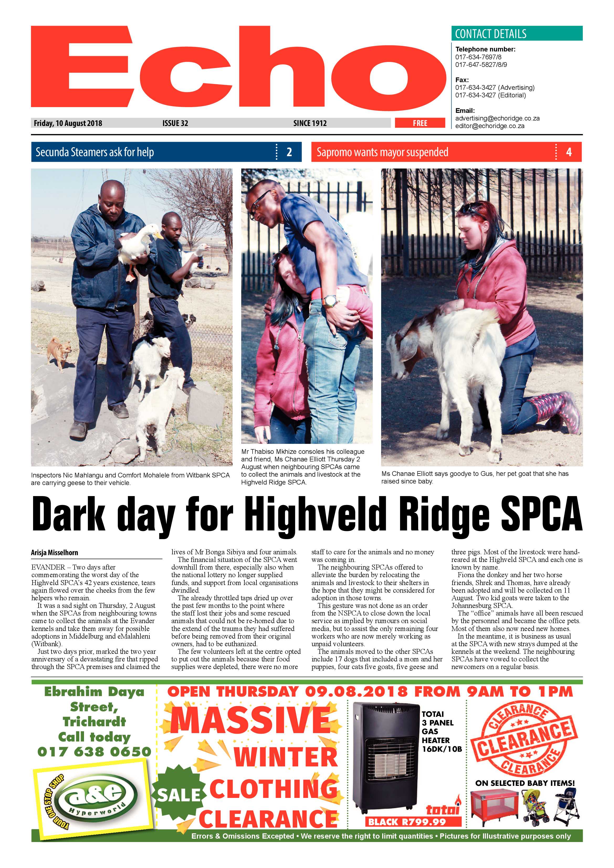 Echo 10 August 2018 page 1