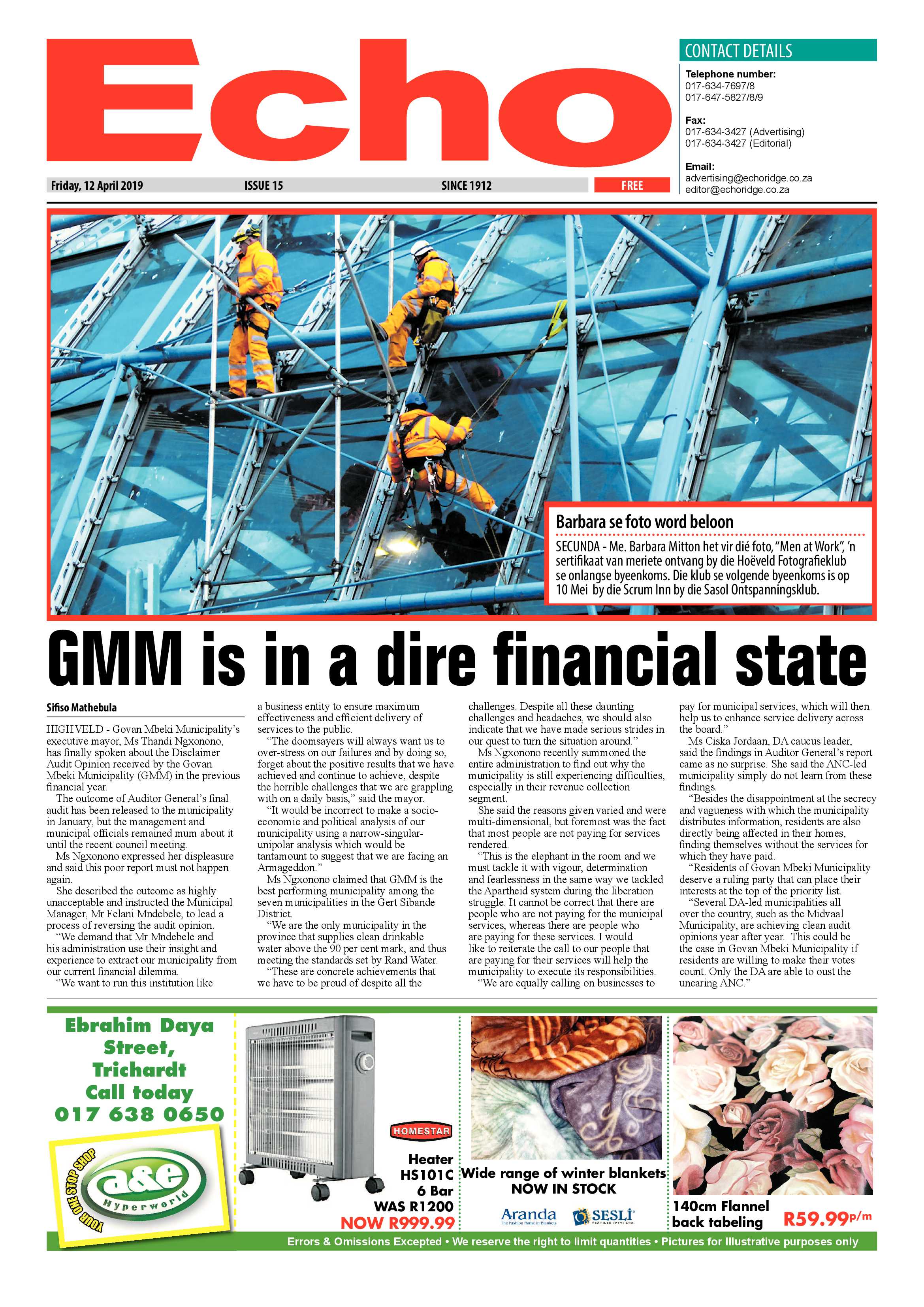 Echo 12 April 2019 page 1