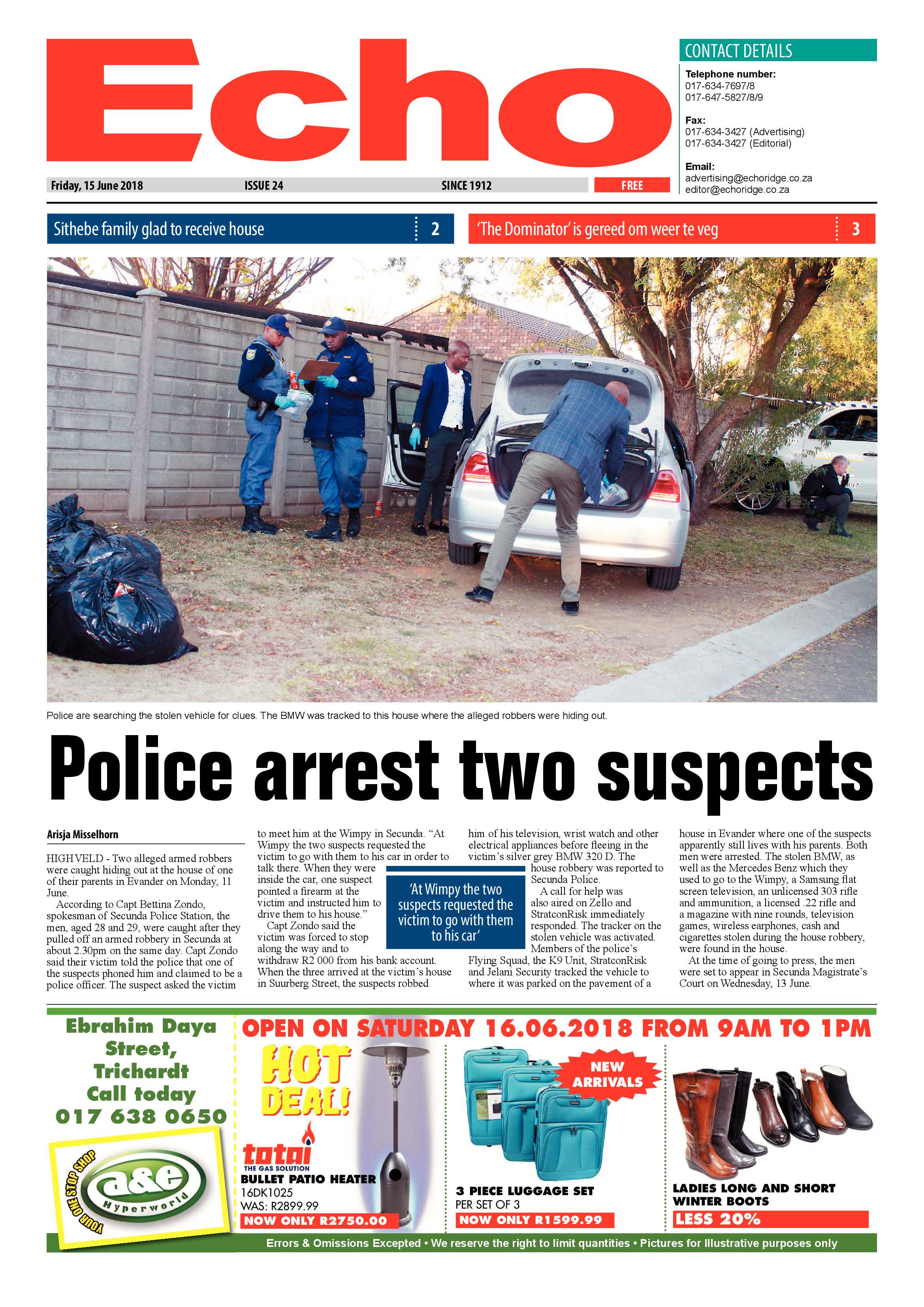 Echo 15 June 2018 page 1