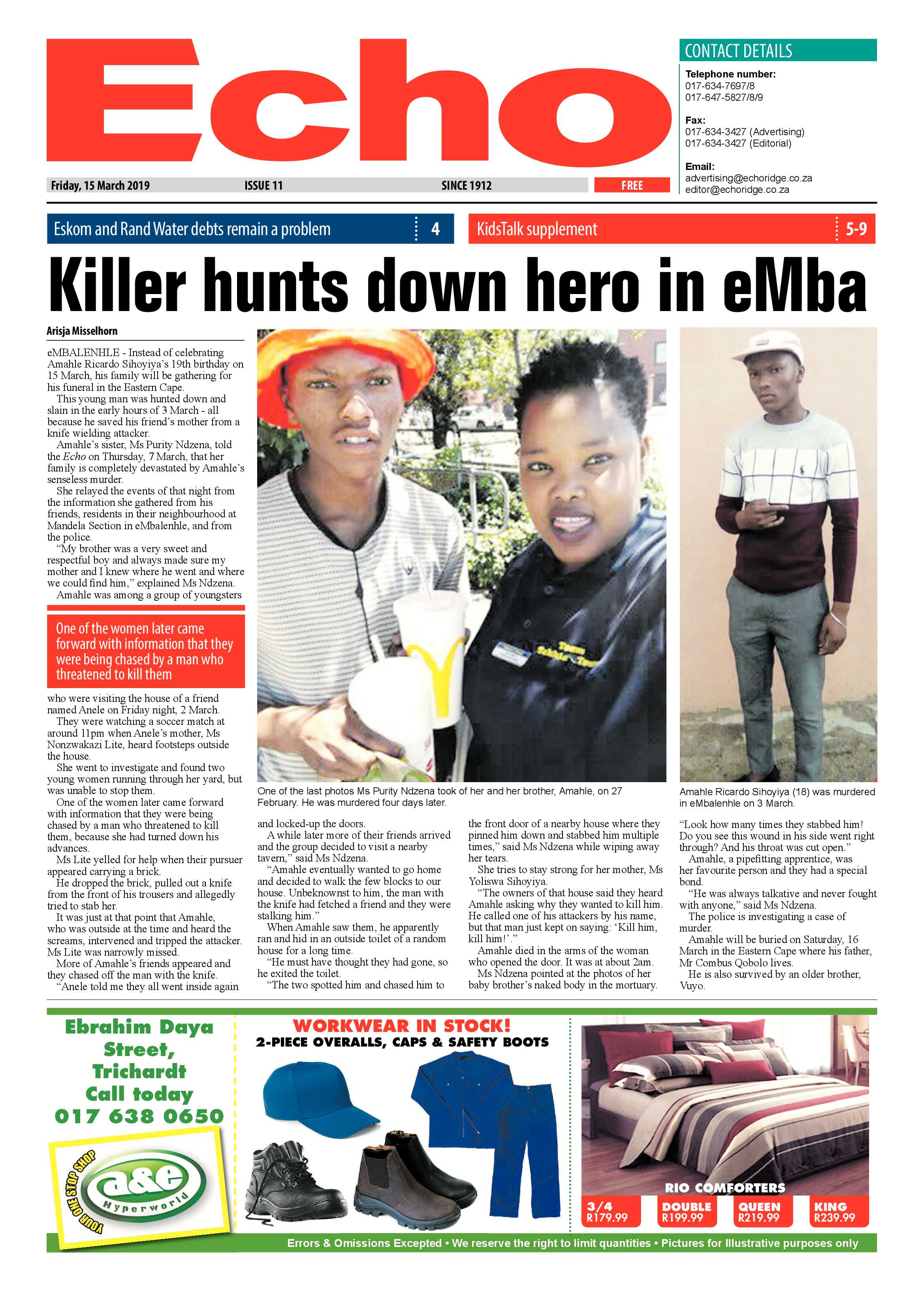 Echo 15 March 2019 page 1
