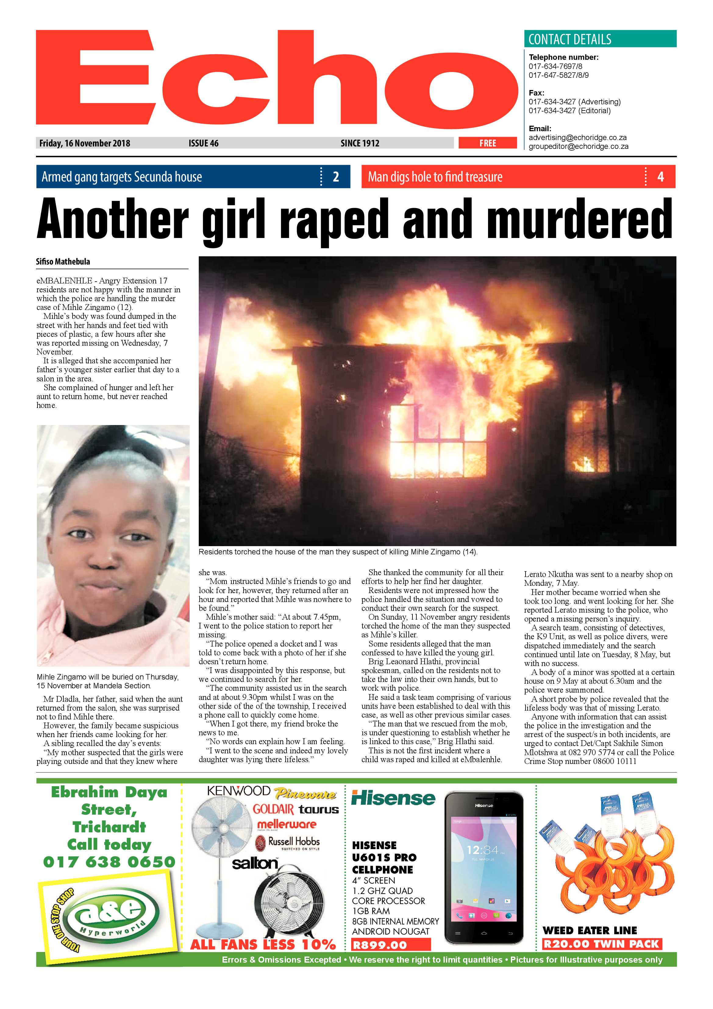 Echo 16 November 2018 page 1