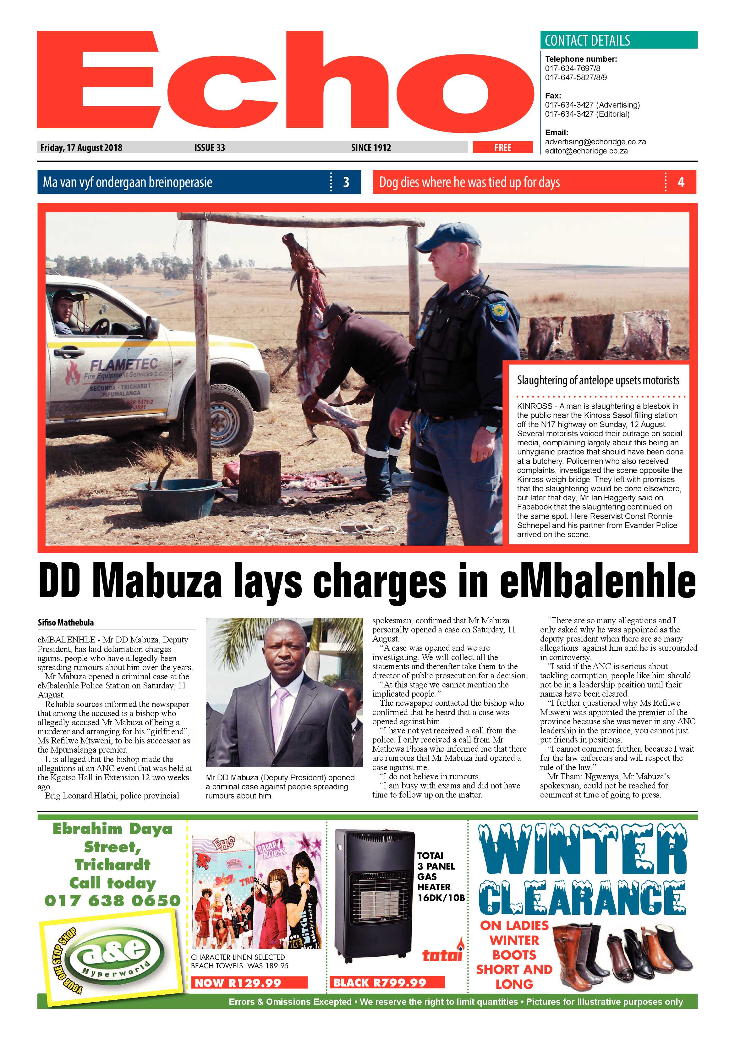 Echo 17 August 2018 page 1