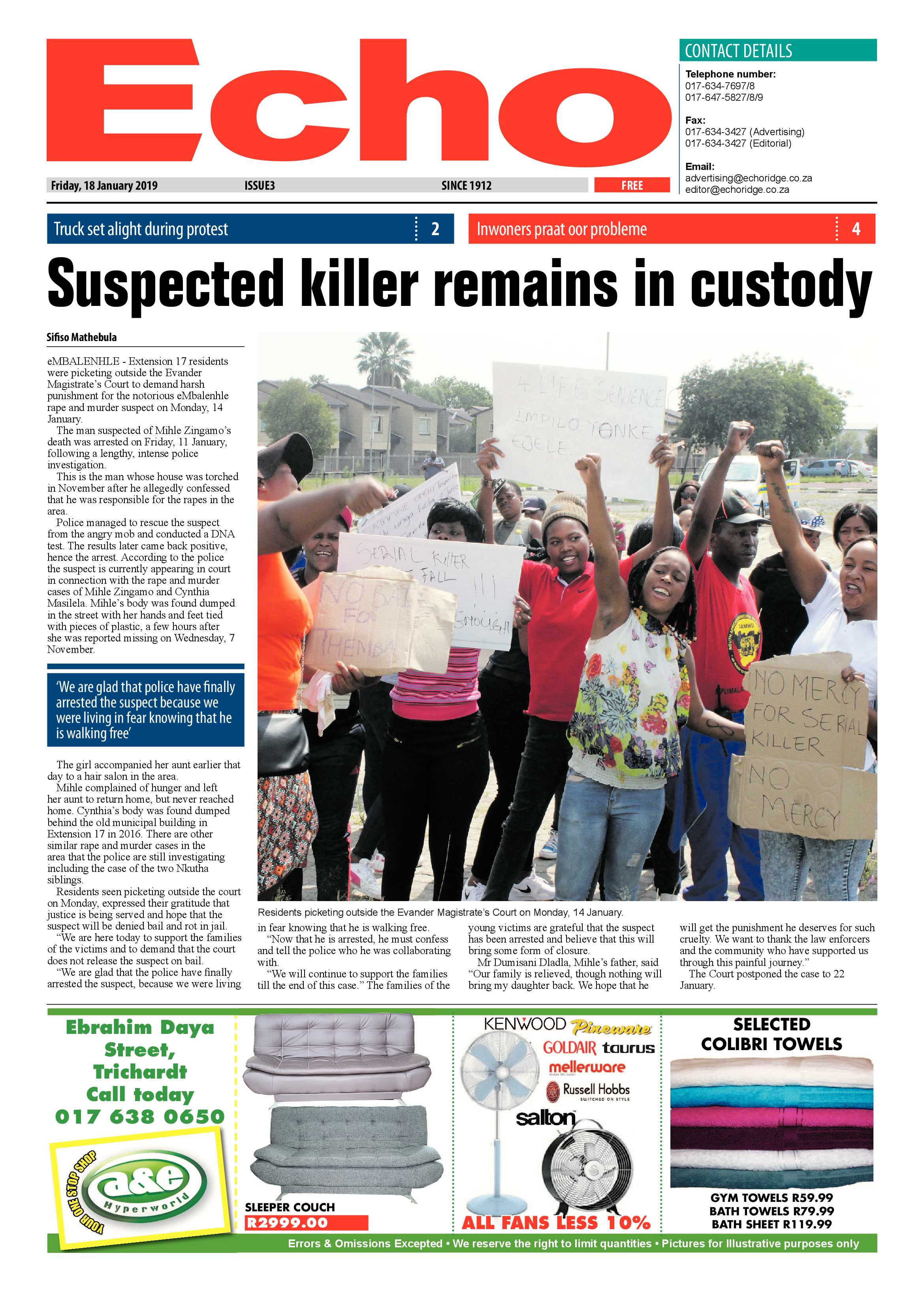 Echo 18 January 2019 page 1