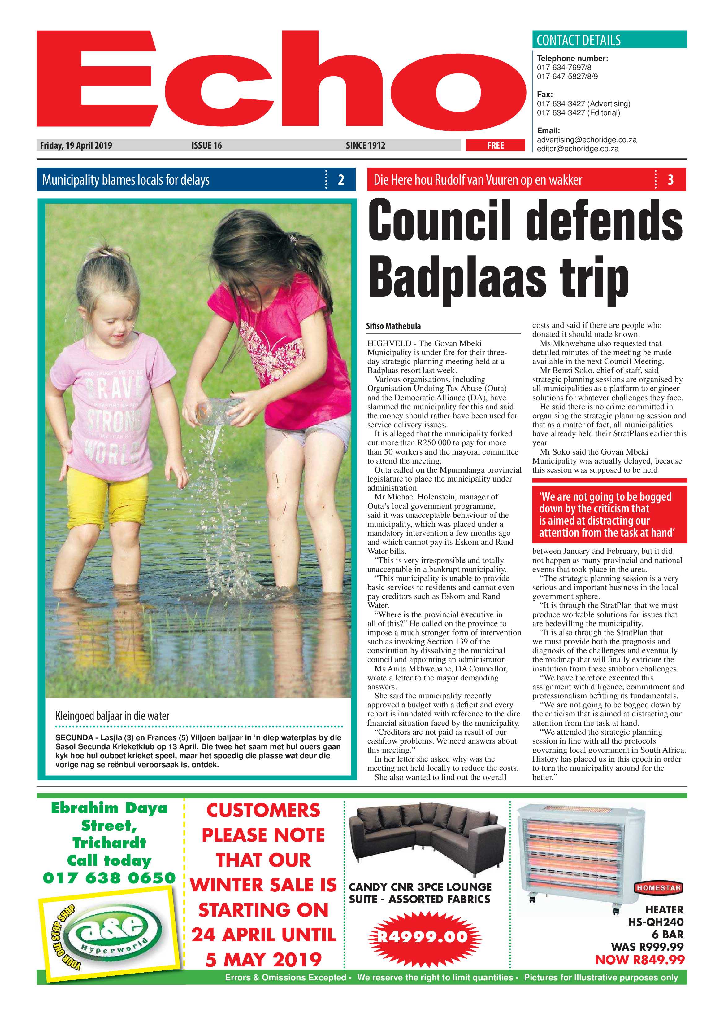 Echo 19 April 2019 page 1