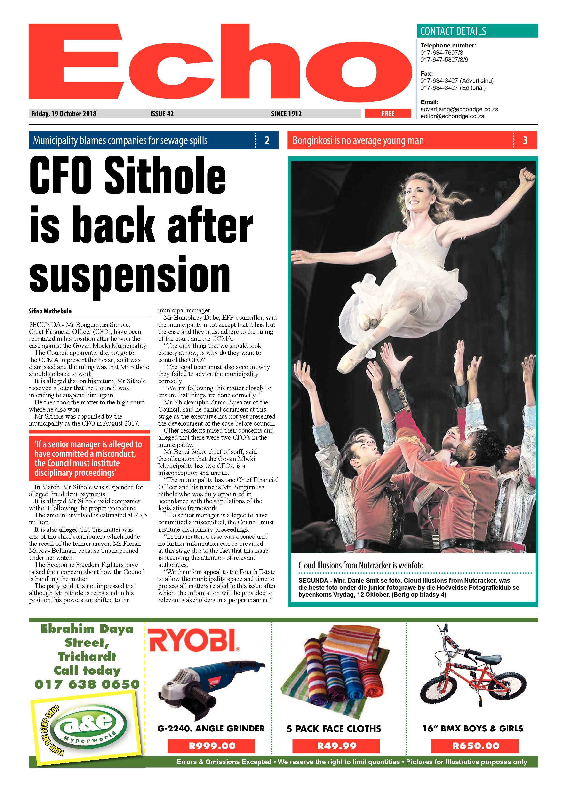 Echo 19 October 2018 page 1
