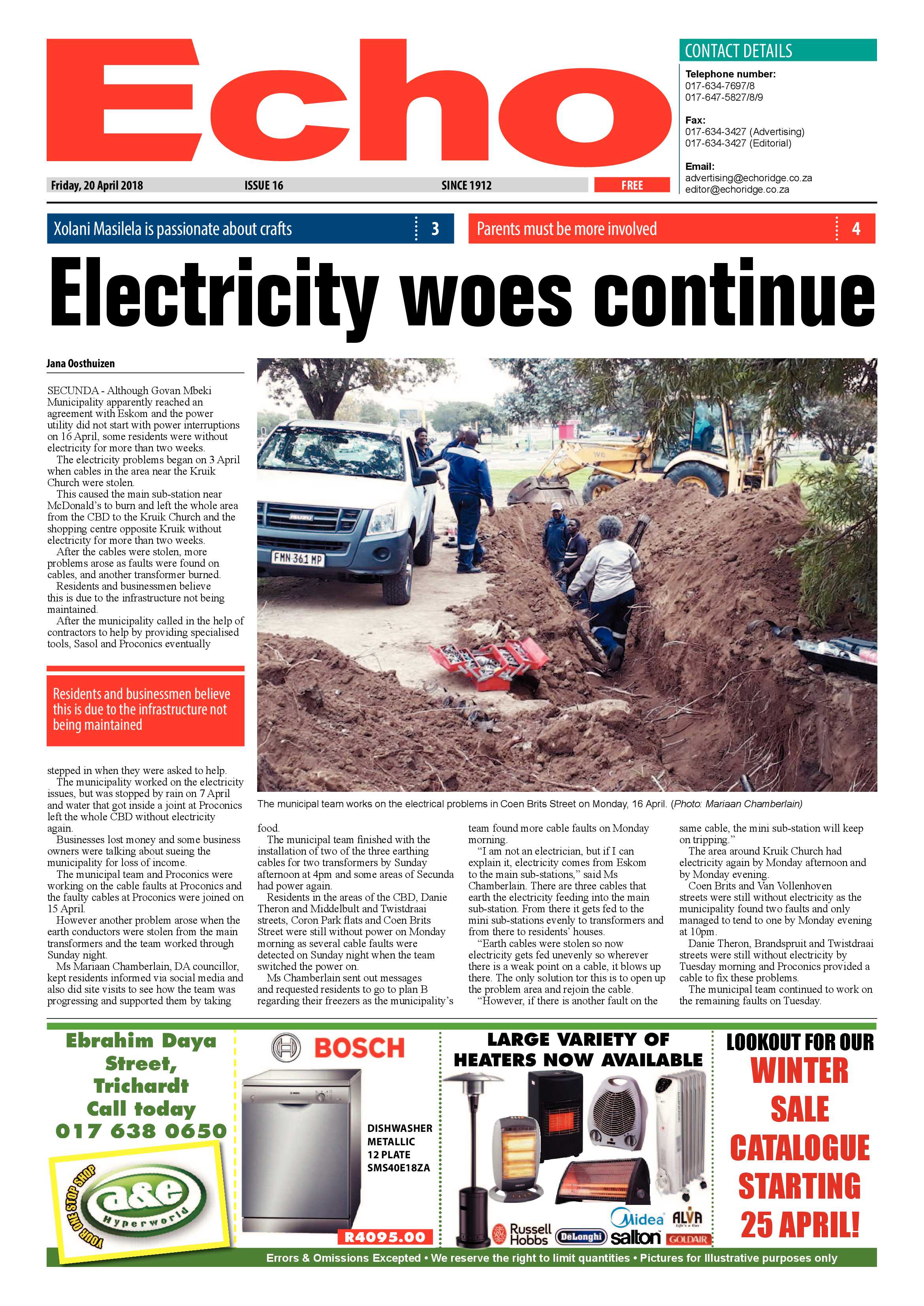 Echo 20 April 2018 page 1
