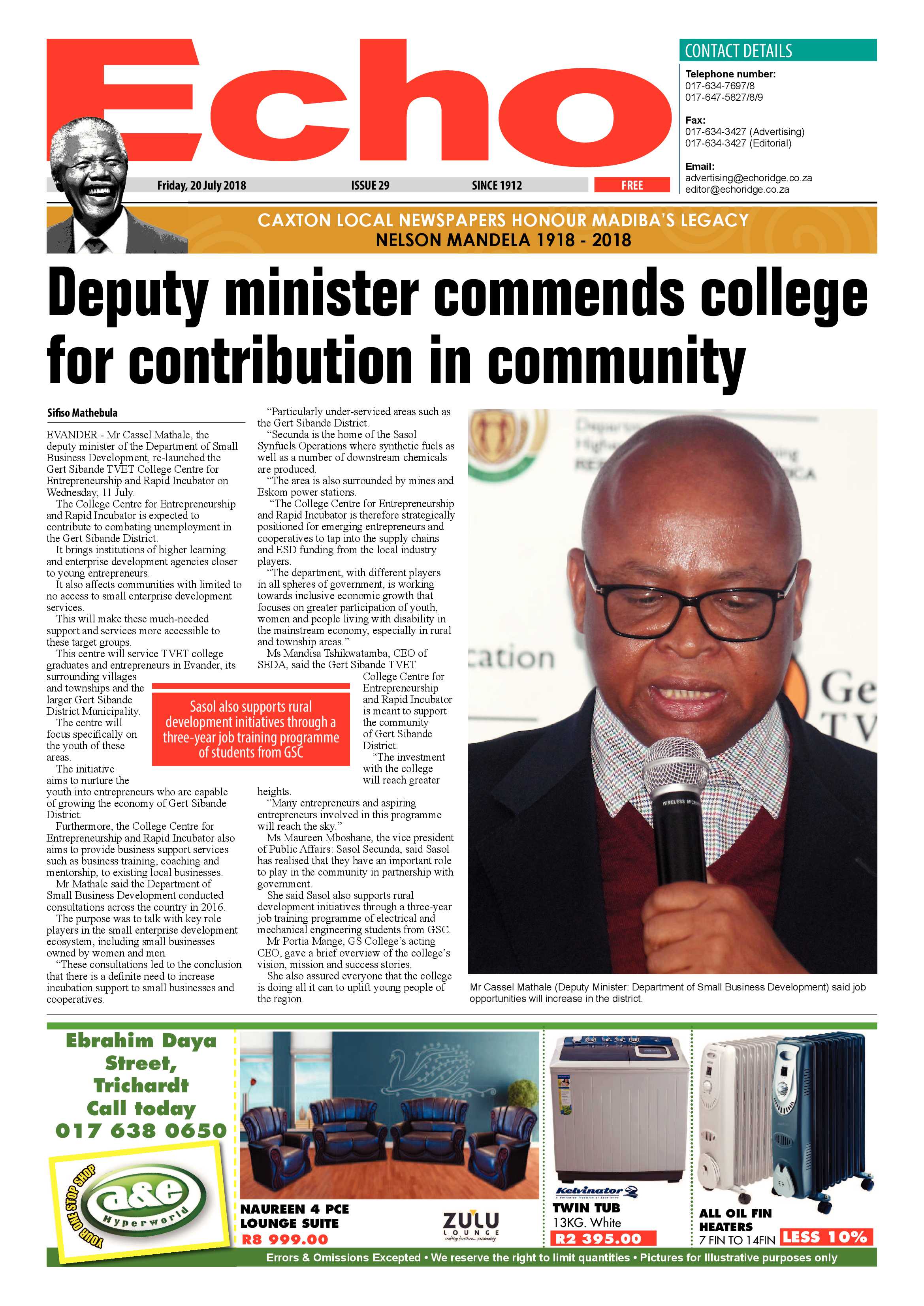 Echo 20 July 2018 page 1