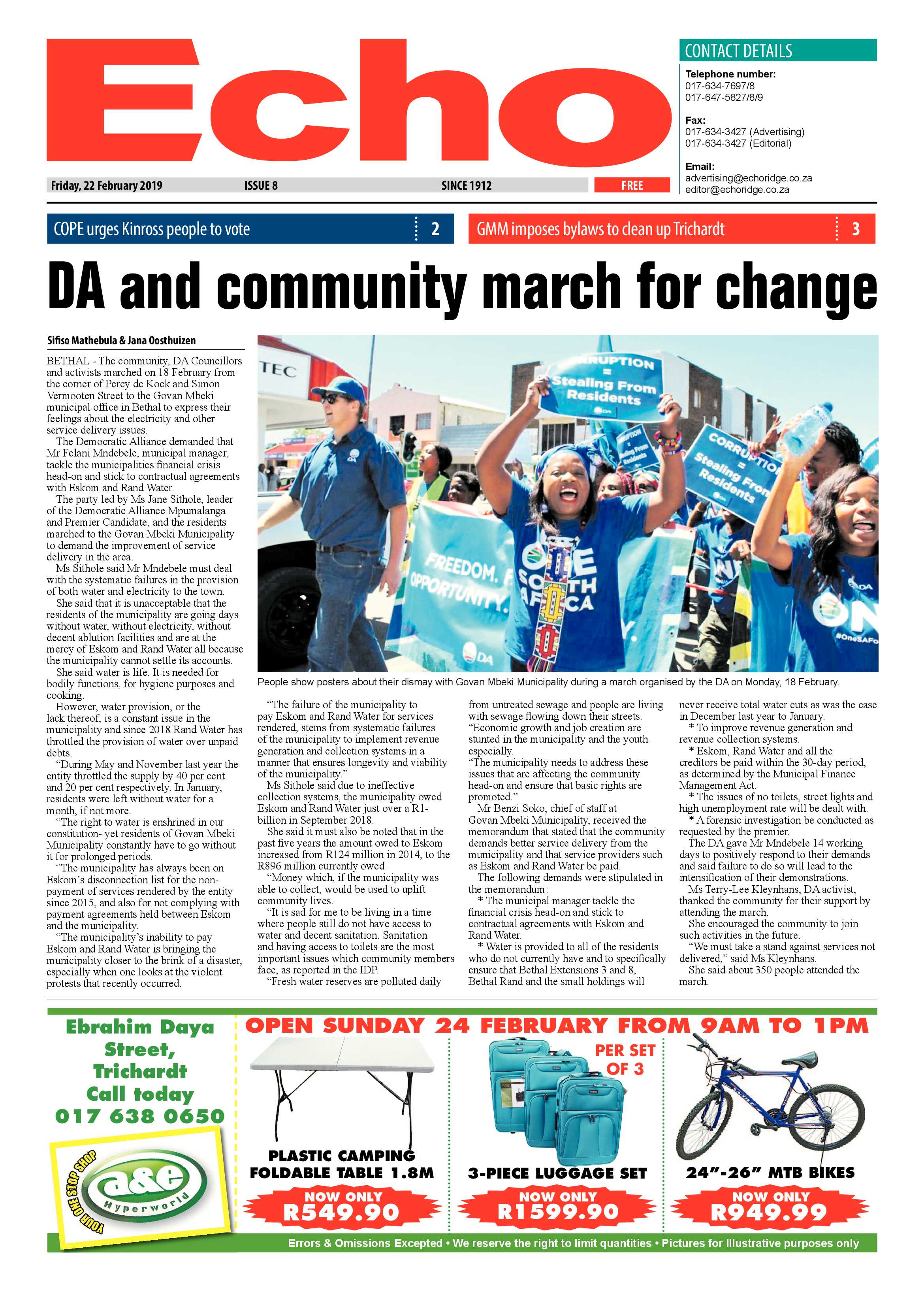 Echo 22 February 2019 page 1