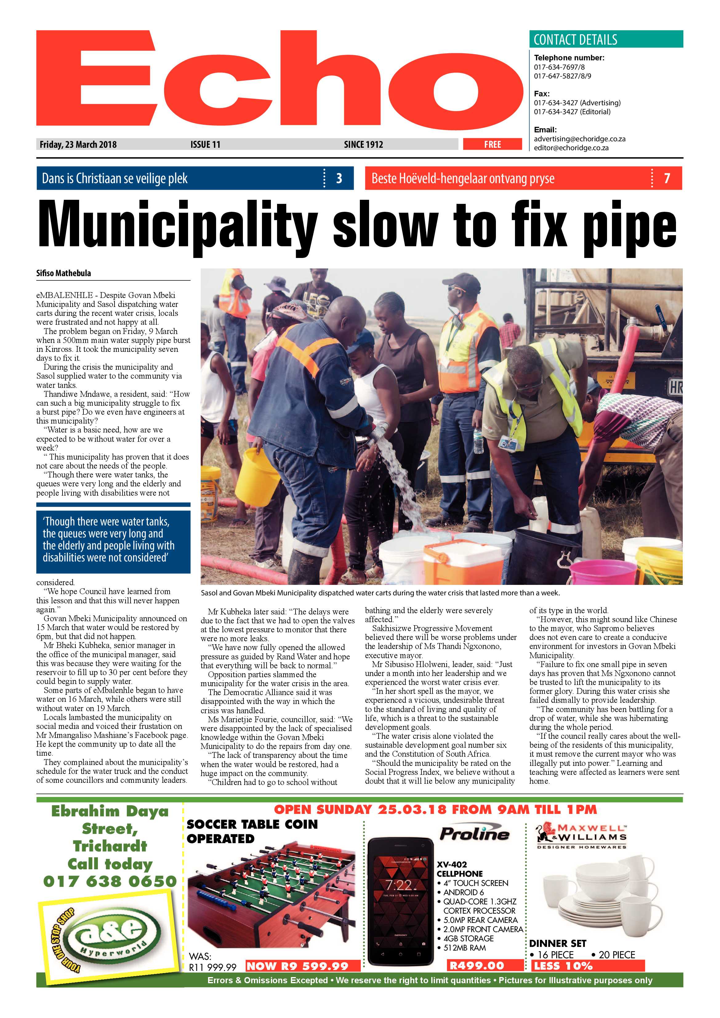 Echo 23 March 2018 page 1