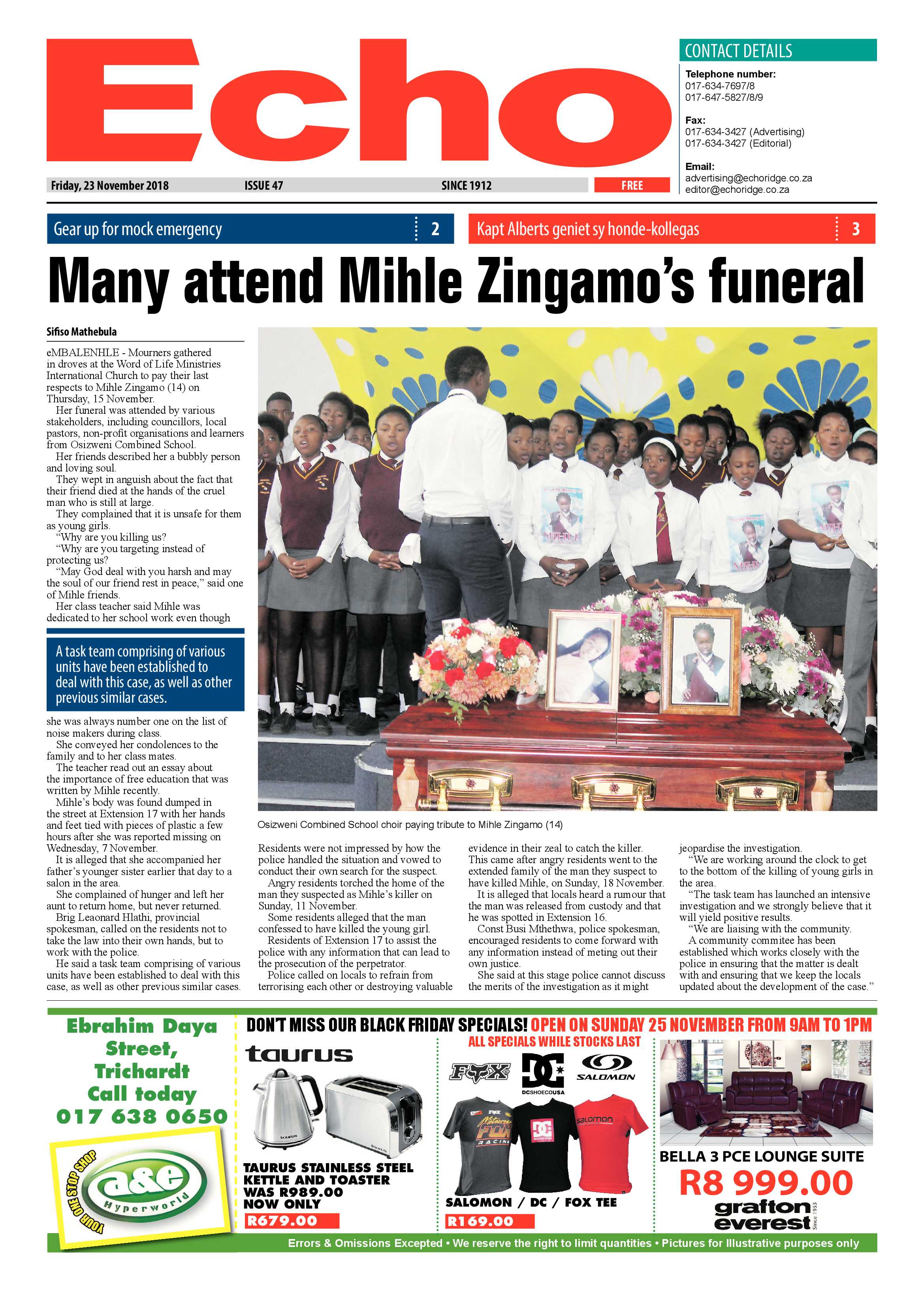 Echo 23 November 2018 page 1