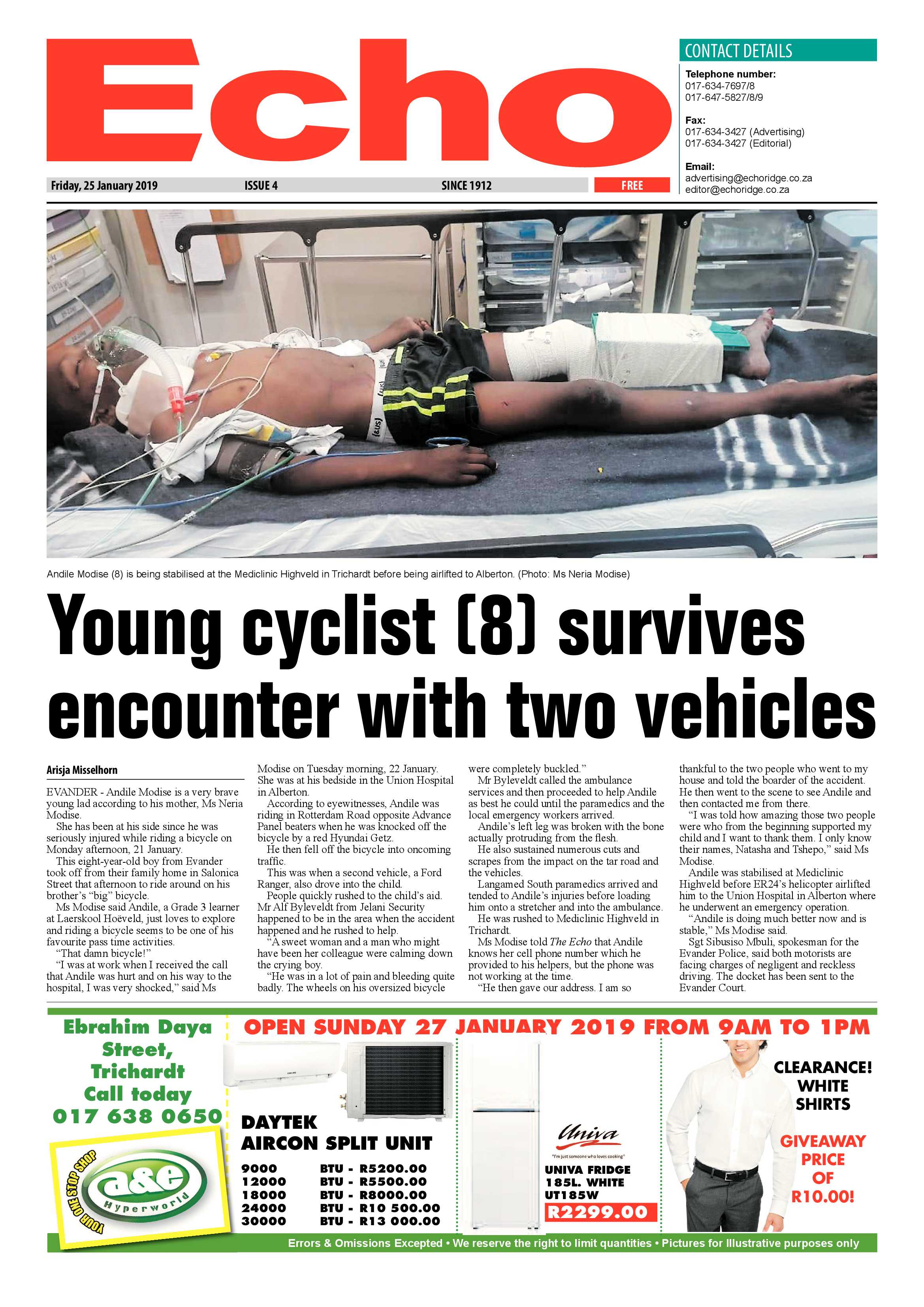 Echo 25 January 2019 page 1