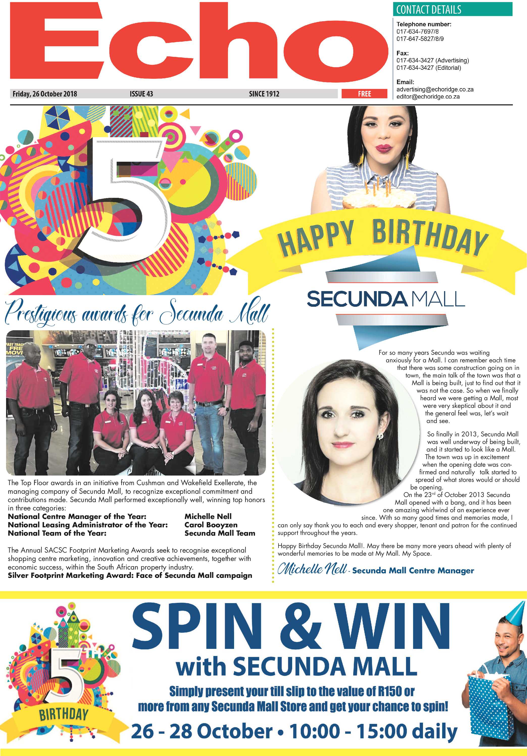 Echo 26 October 2018 page 1