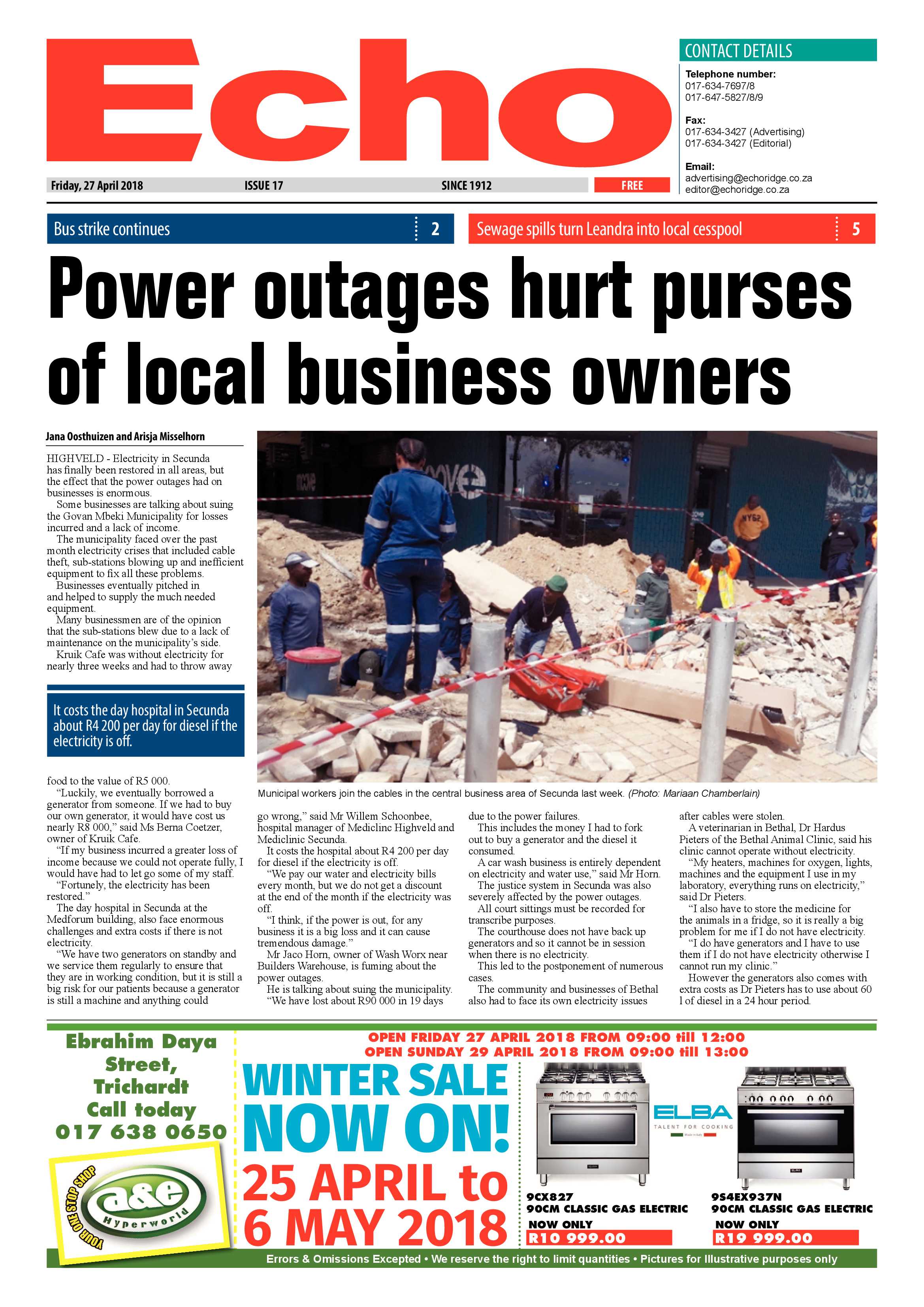 Echo 27 April 2018 page 1