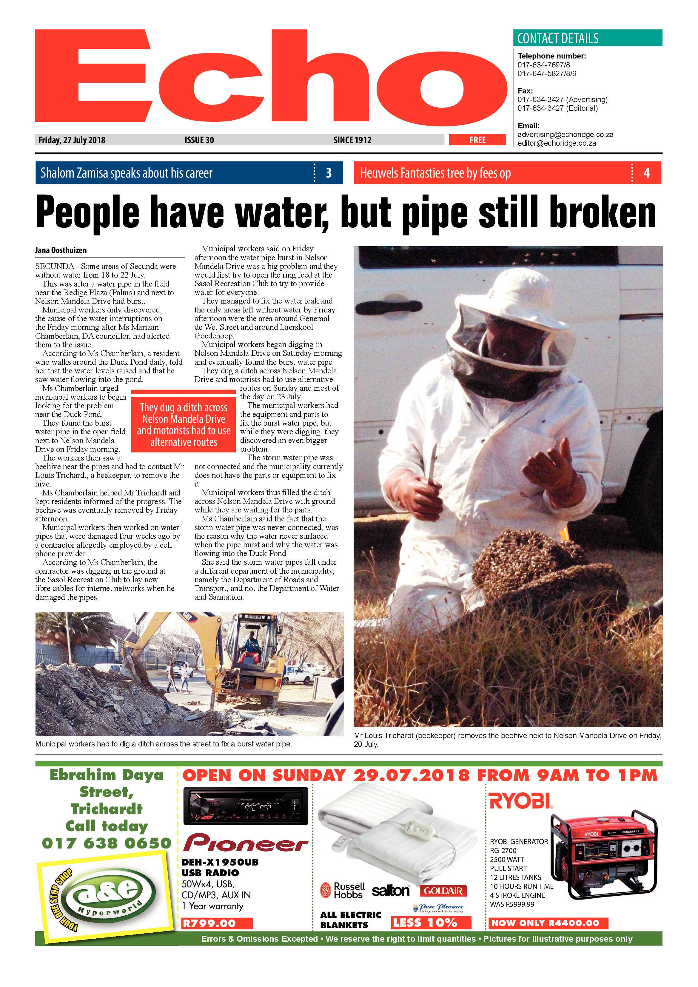 Echo 27 July 2018 page 1