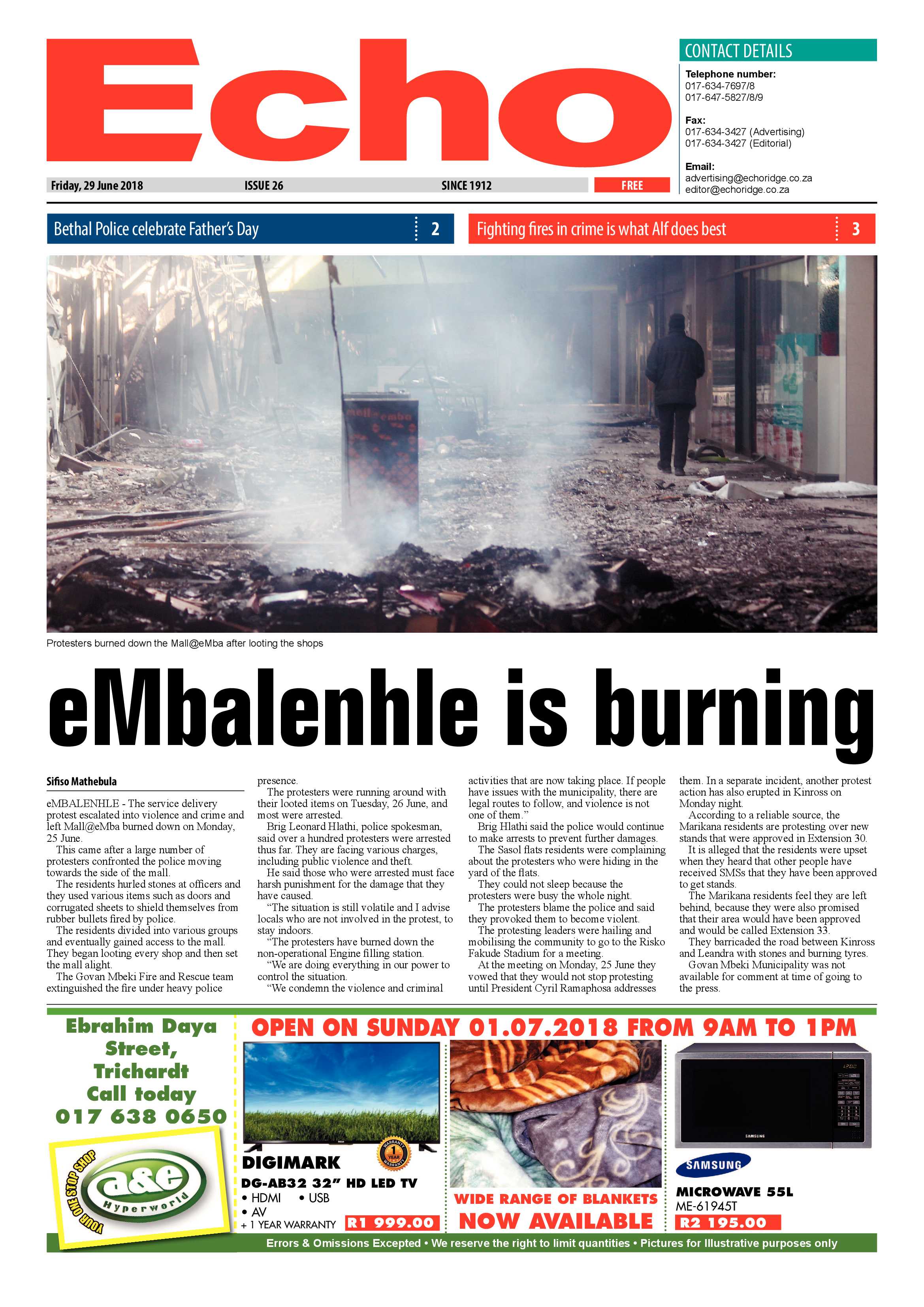 Echo 29 June 2018 page 1