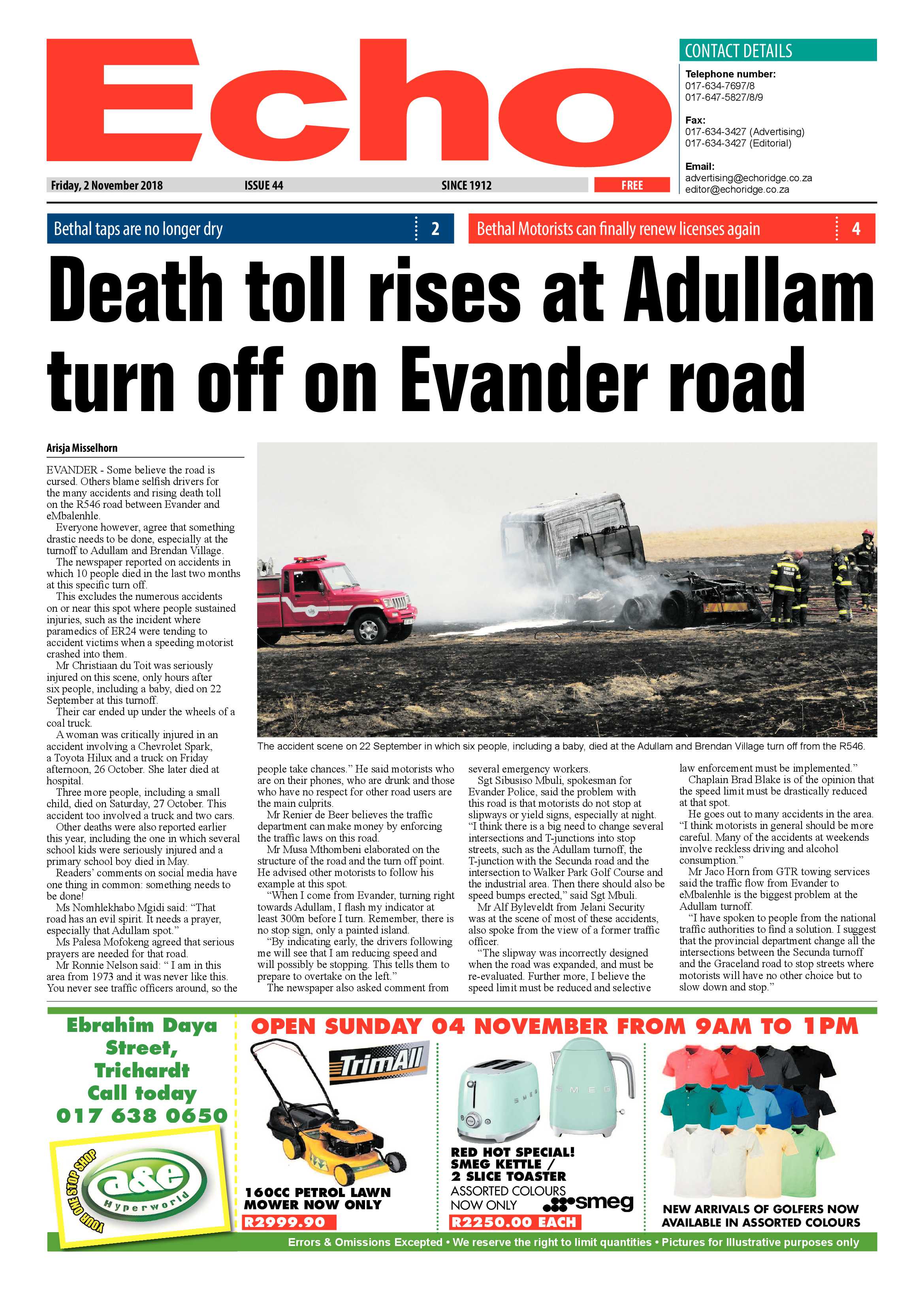 Echo 2 November 2018 page 1