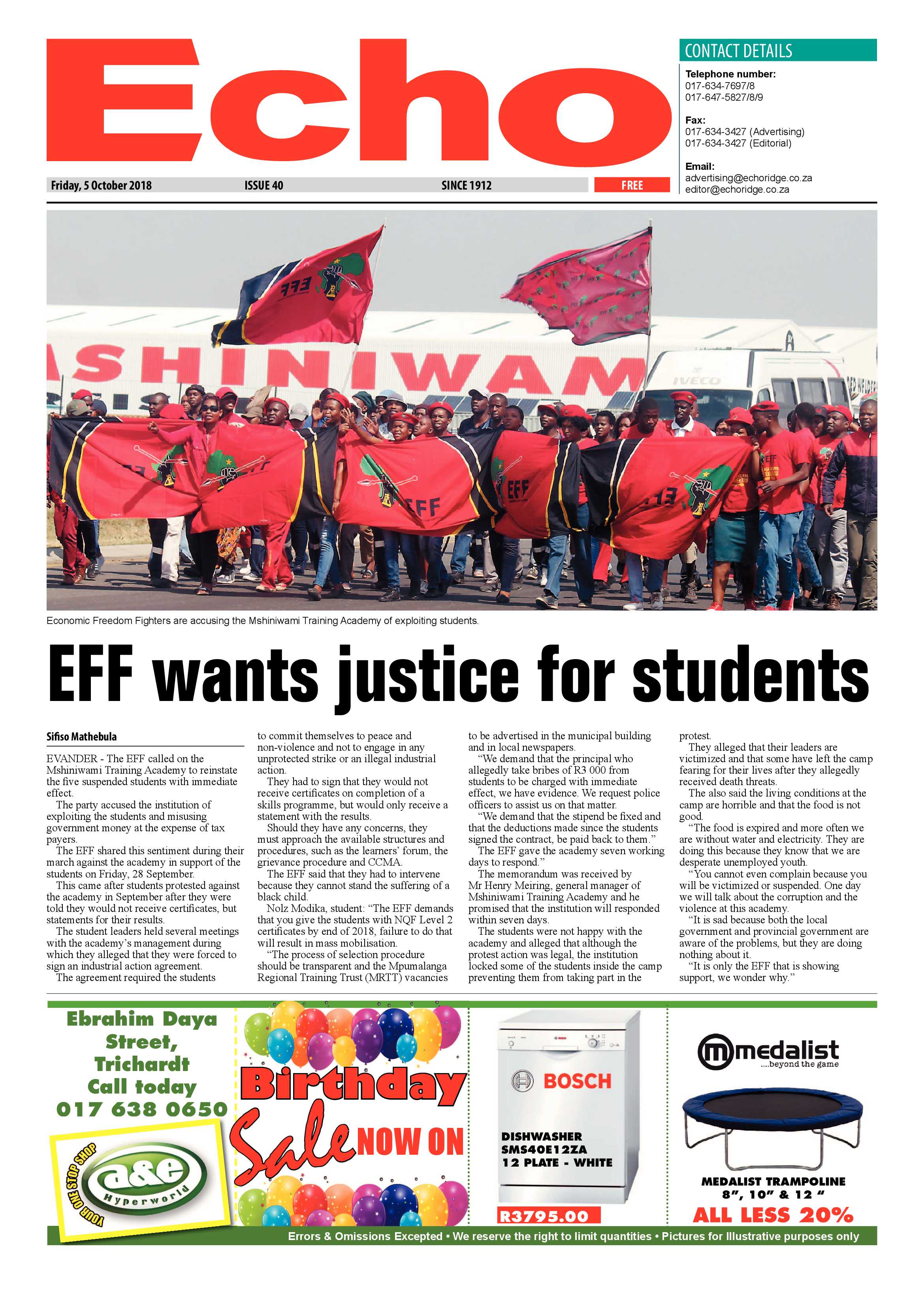 Echo 5 October 2018 page 1