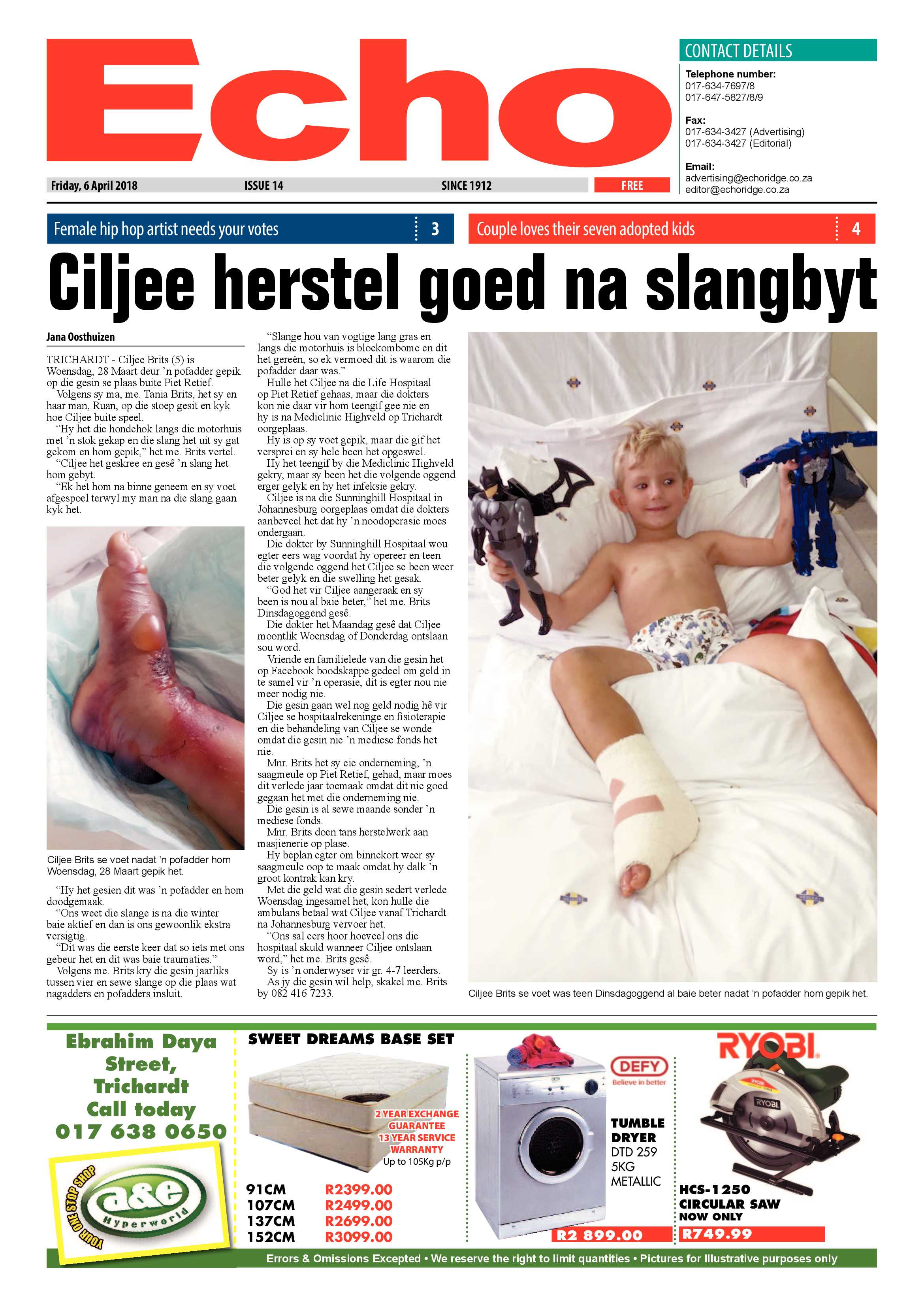 Echo 6 April 2016 page 1