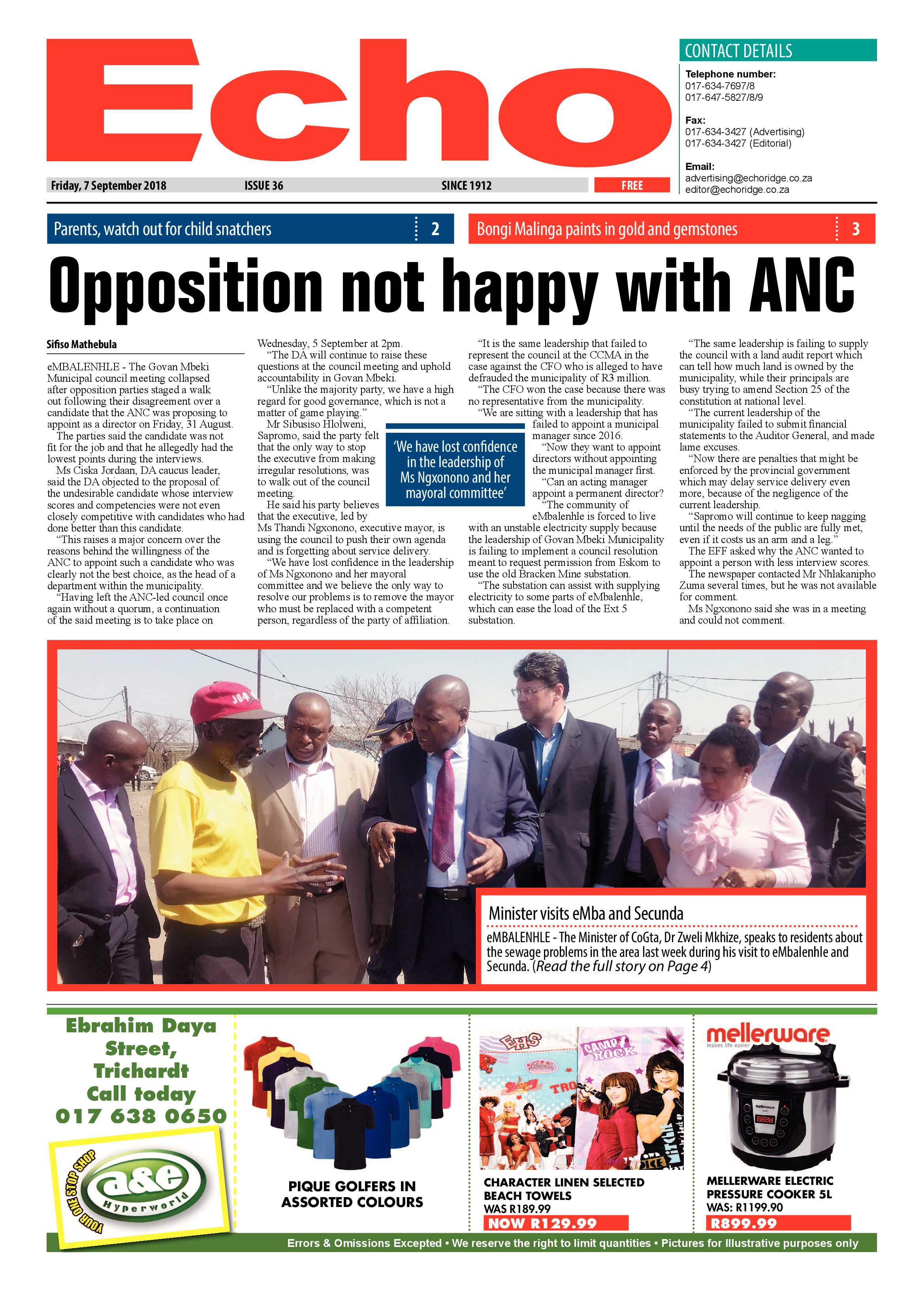 Echo 7 September 2018 page 1