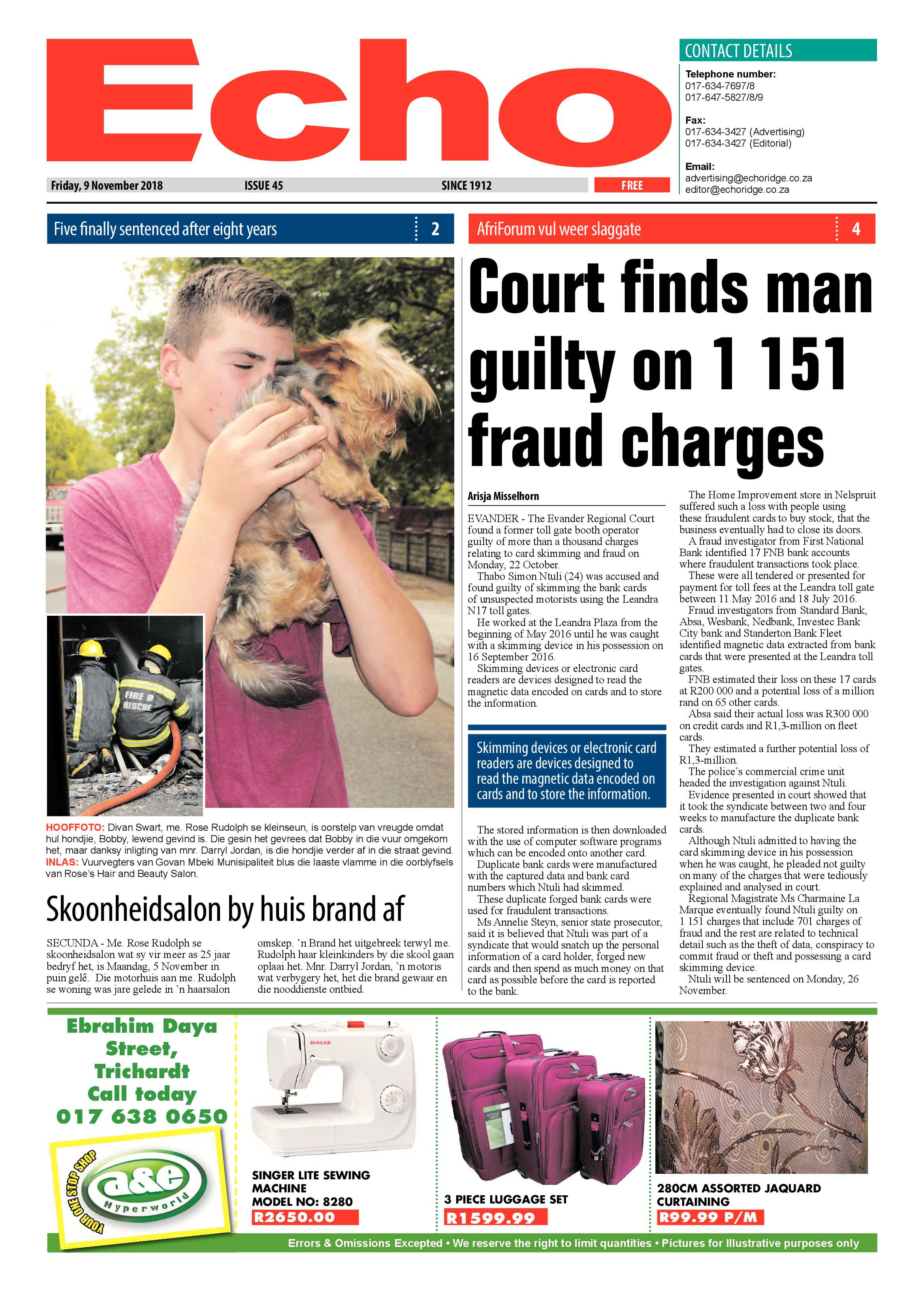 Echo 9 November 2018 page 1
