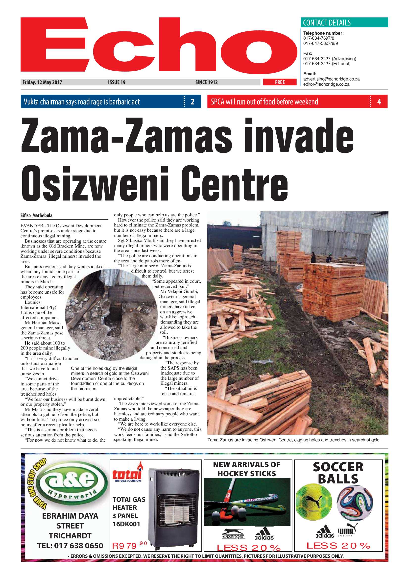 Echo, 12 May 2017 page 1