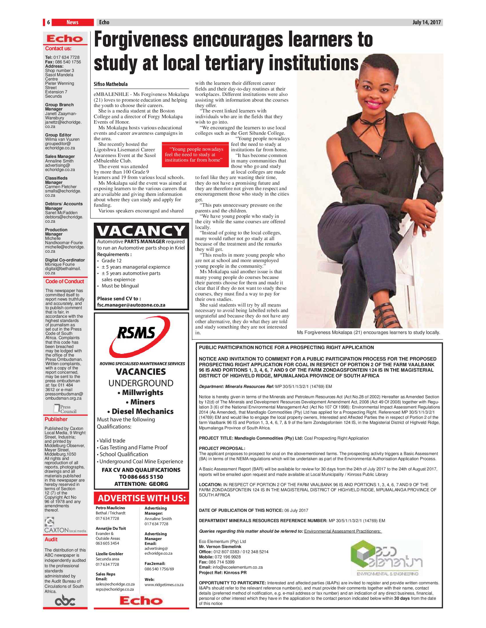 Echo, 14 July 2017 page 6