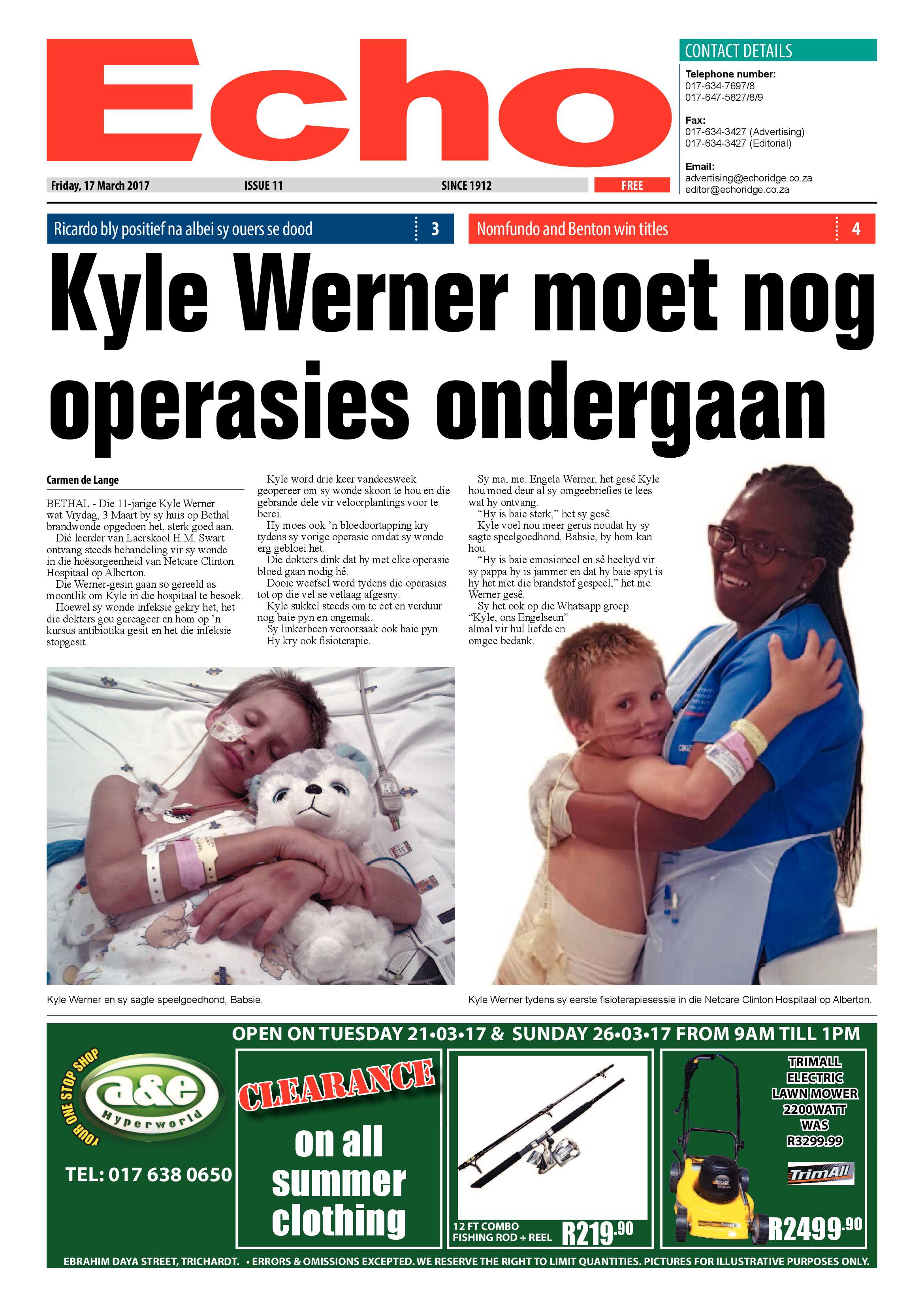 Echo, 17 March 2017 page 1