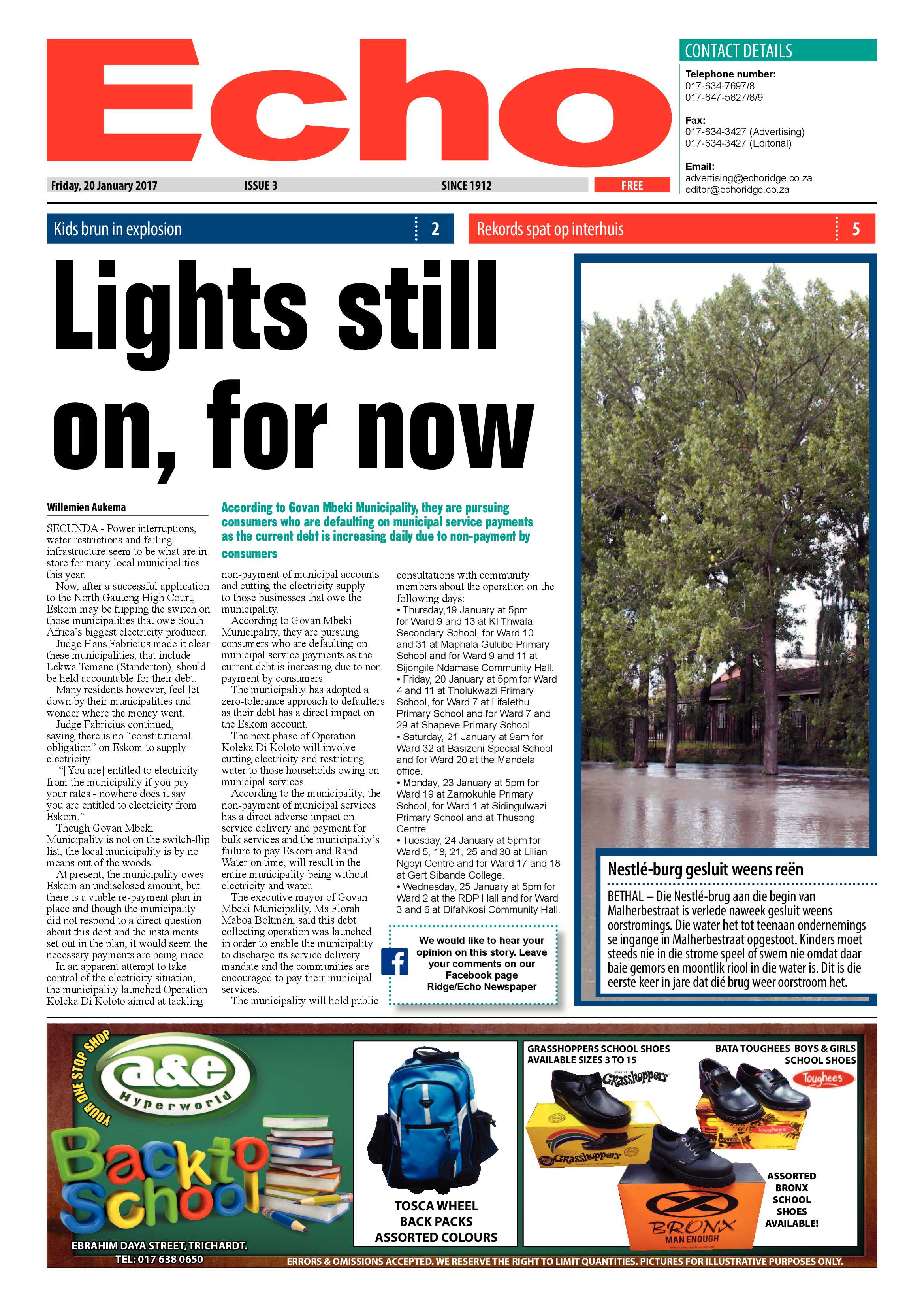 Echo, 20 January 2017 page 1