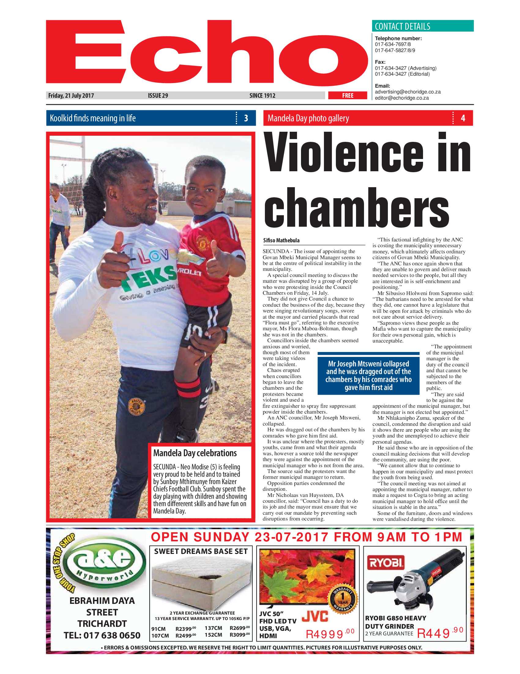 Echo, 21 July 2017 page 1