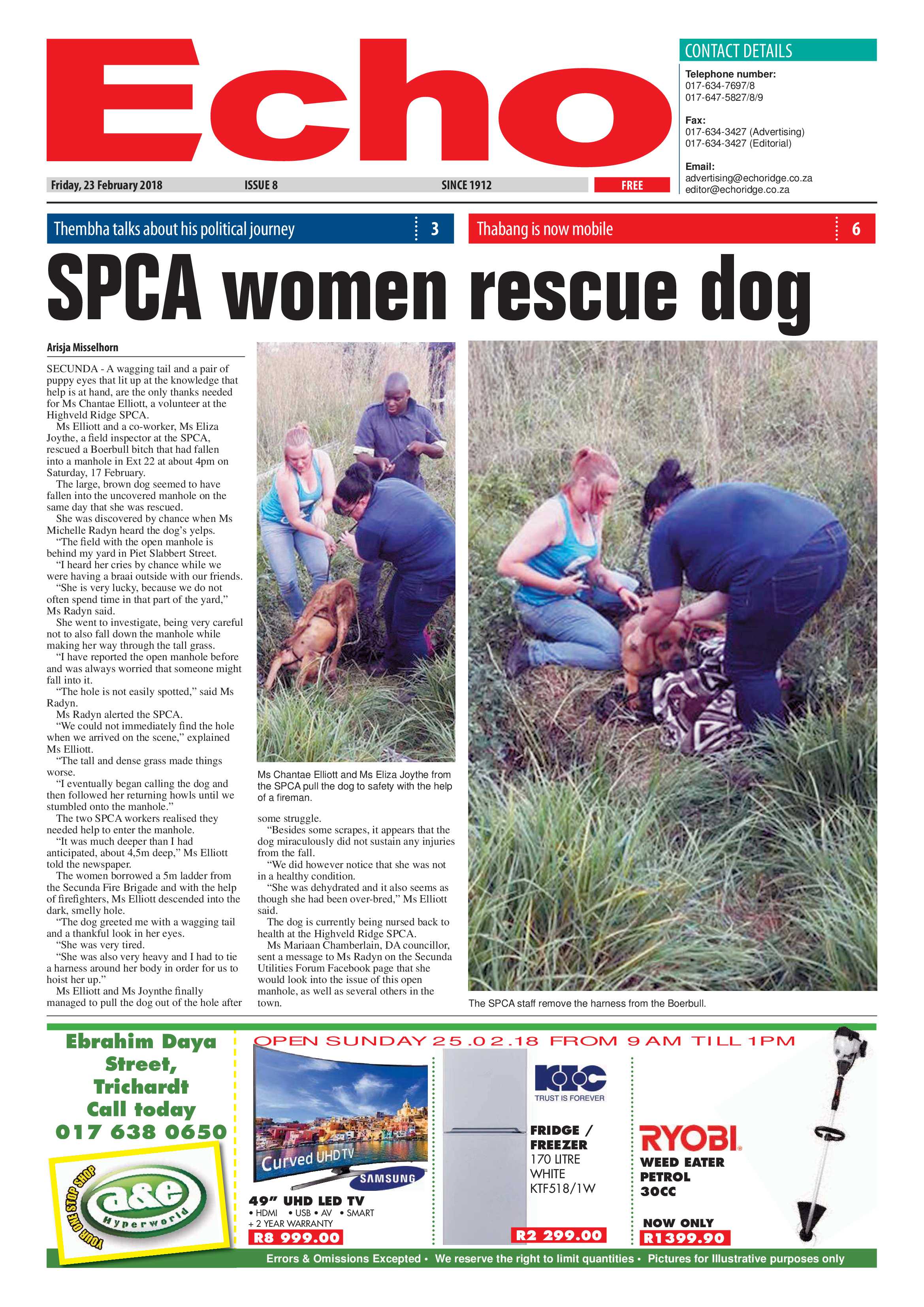 Echo, 23 February 2018 page 1