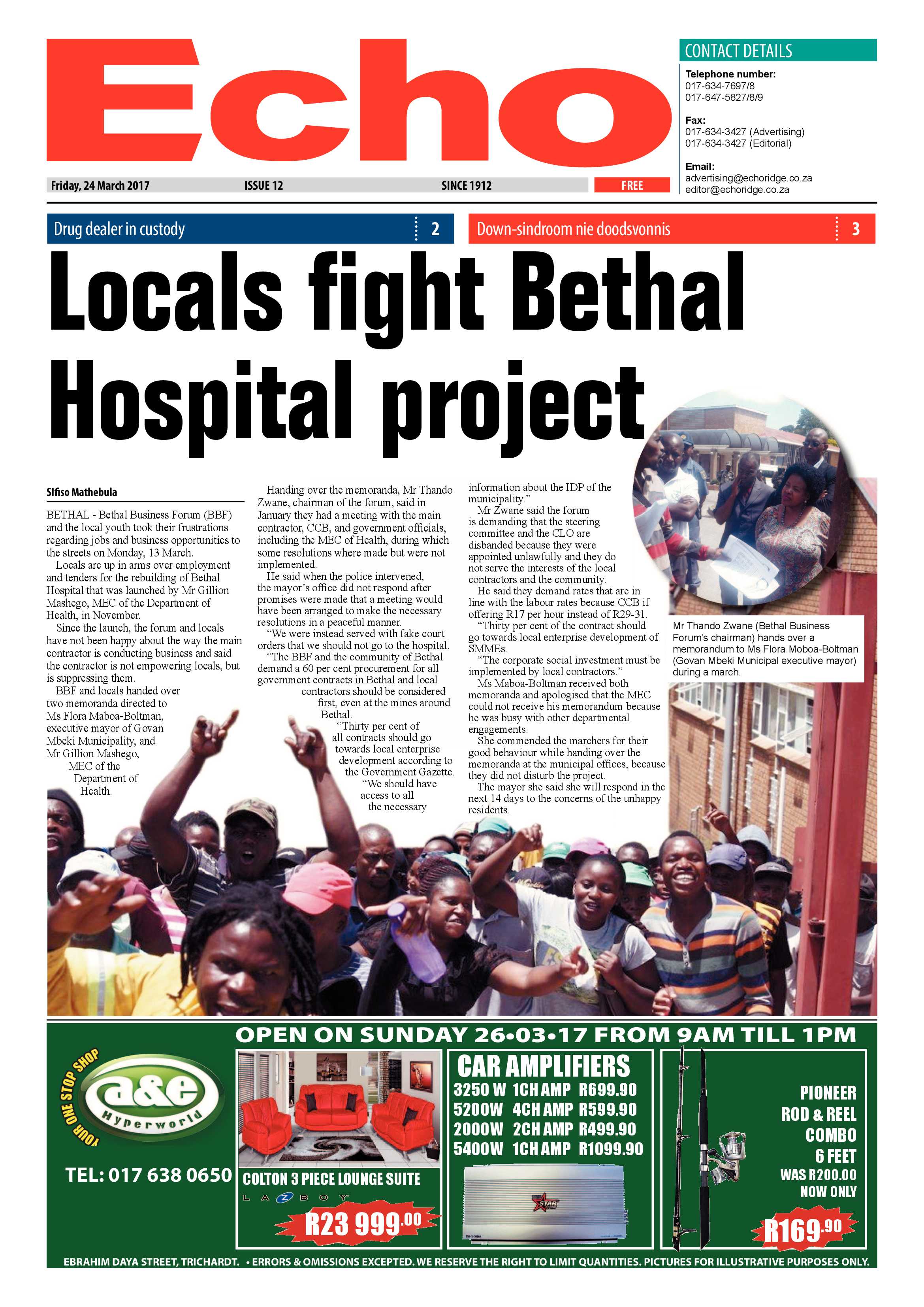 Echo, 24 March 2017 page 1