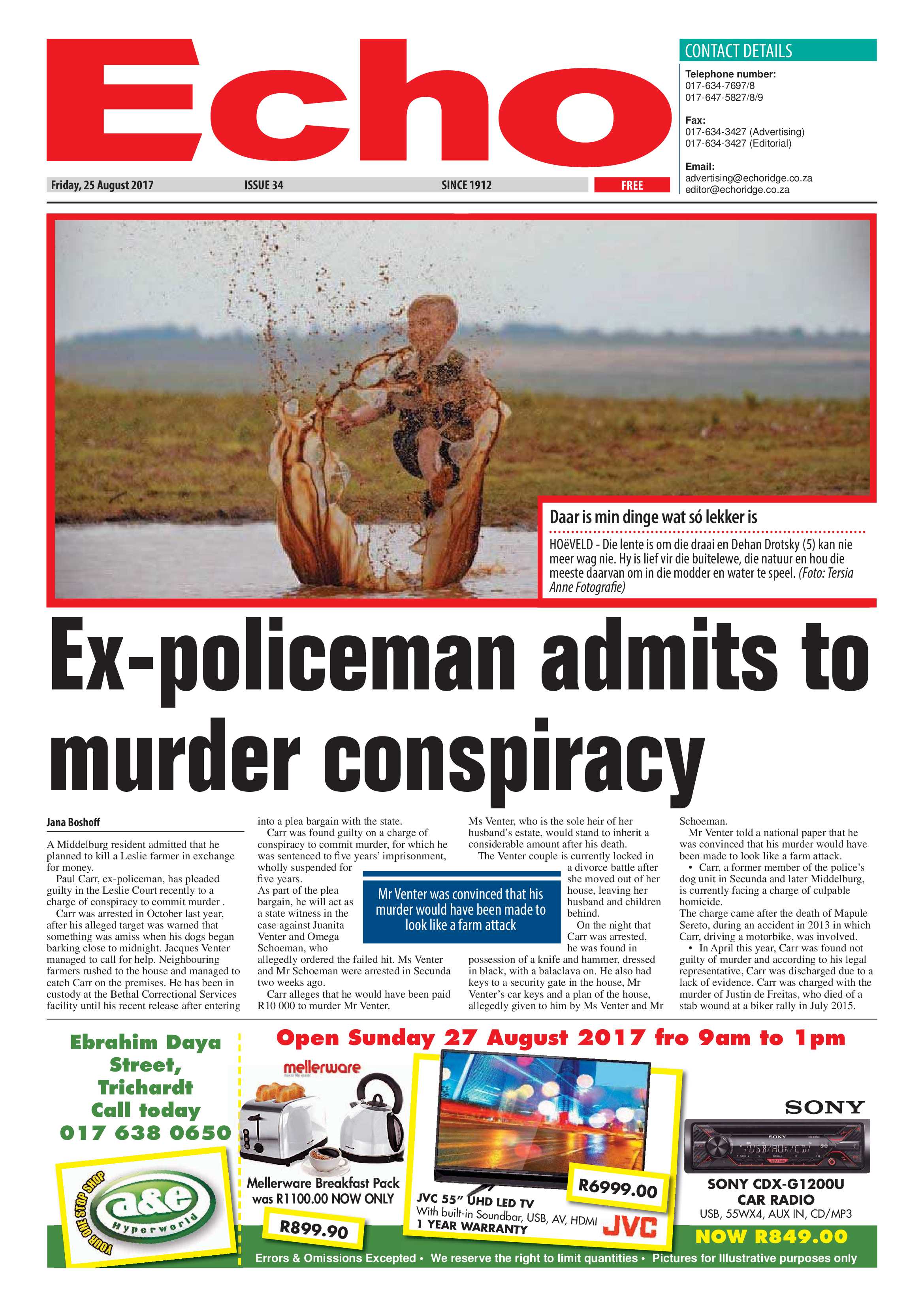 Echo, 25 August 2017 page 1
