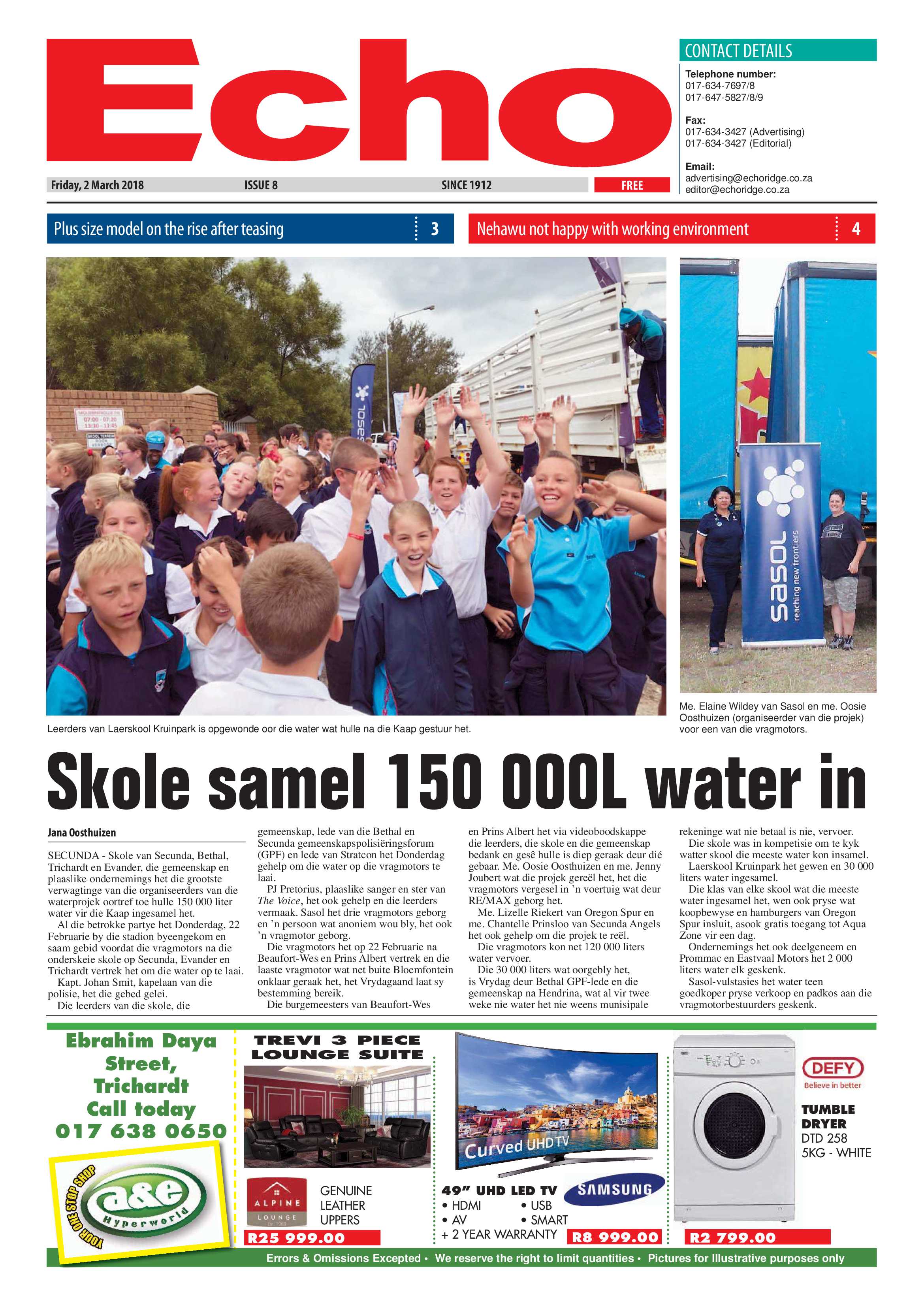 Echo, 2 March 2018 page 1