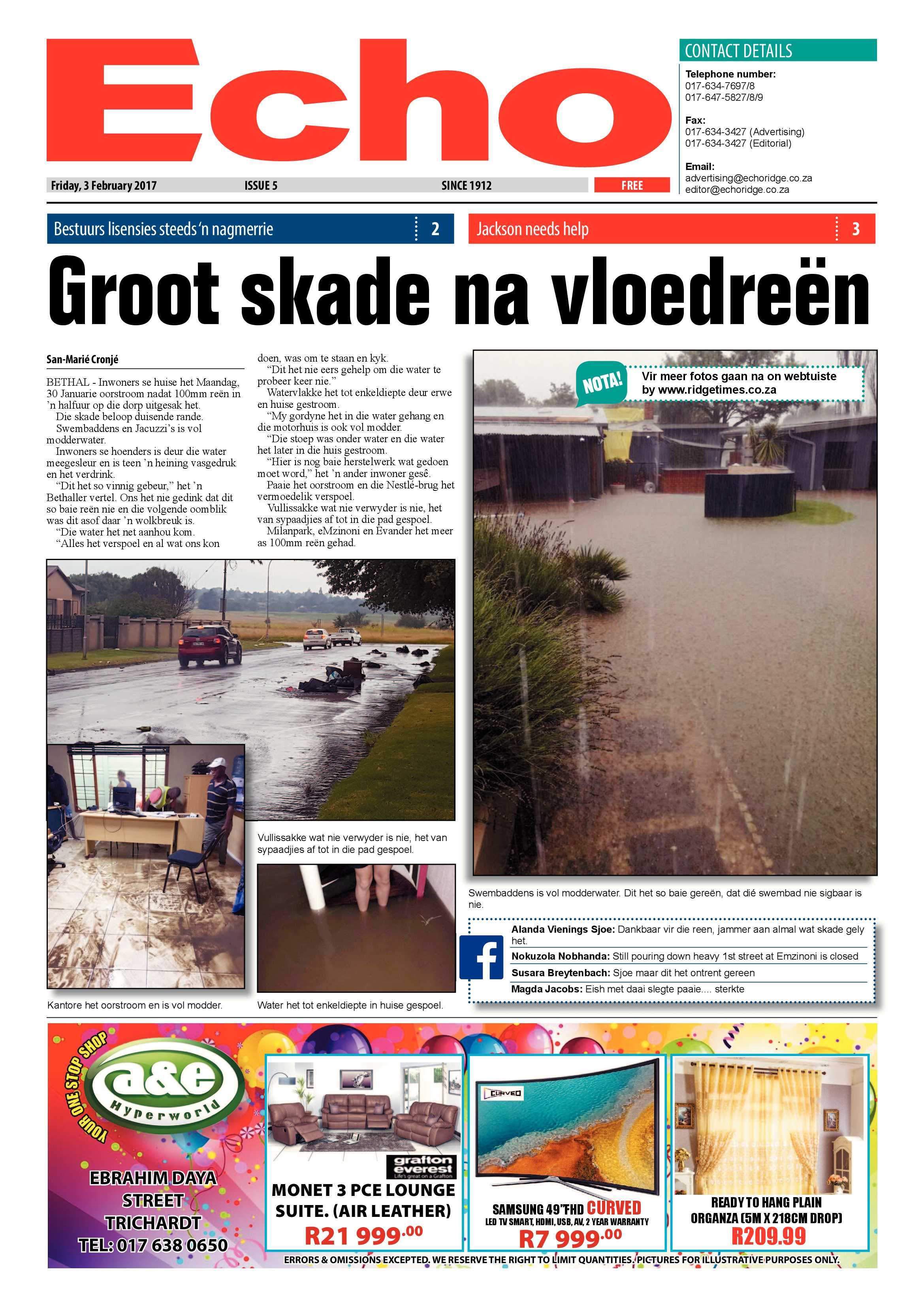 Echo, 3 February 2017 page 1