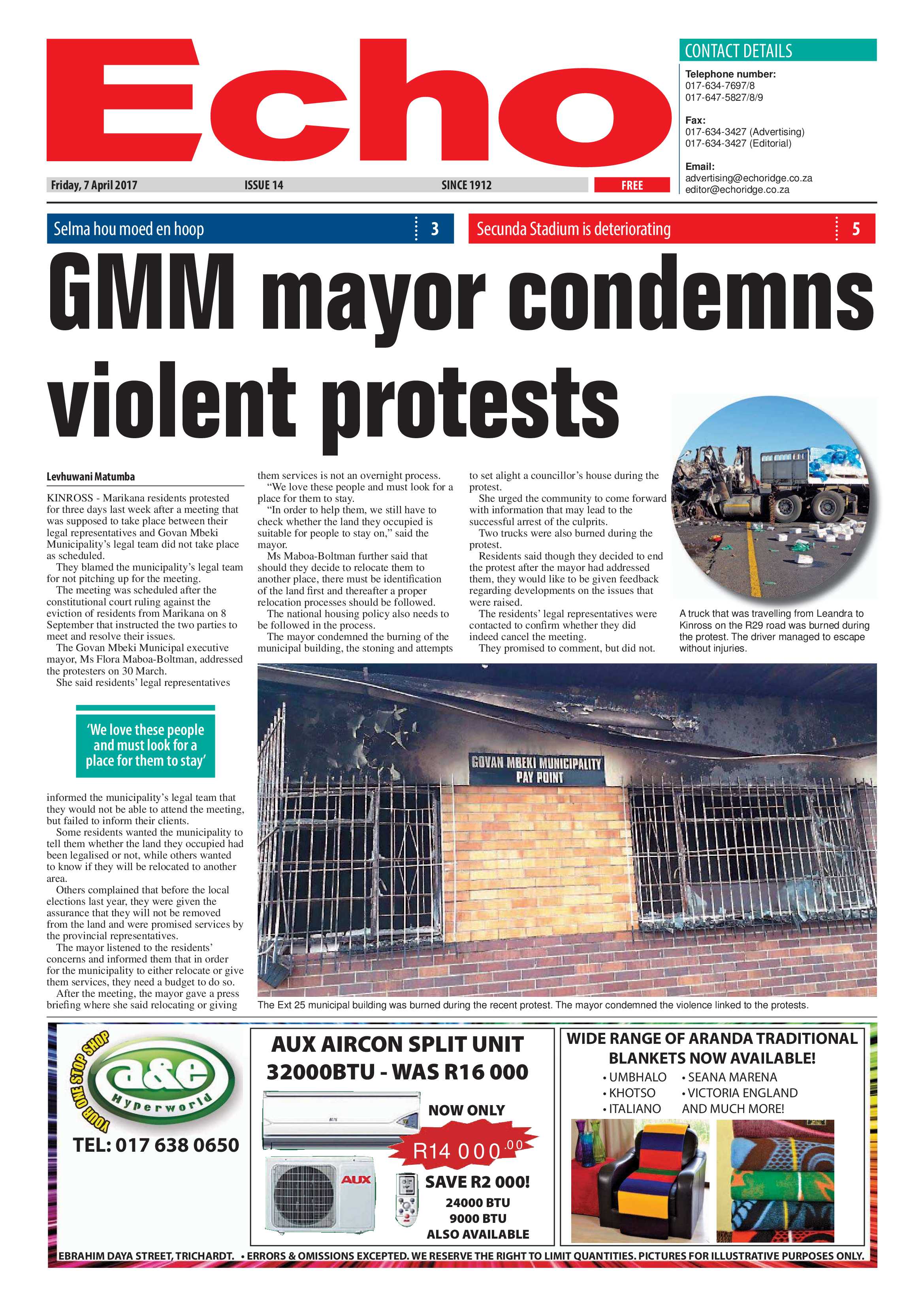 Echo, 7 April 2017 page 1