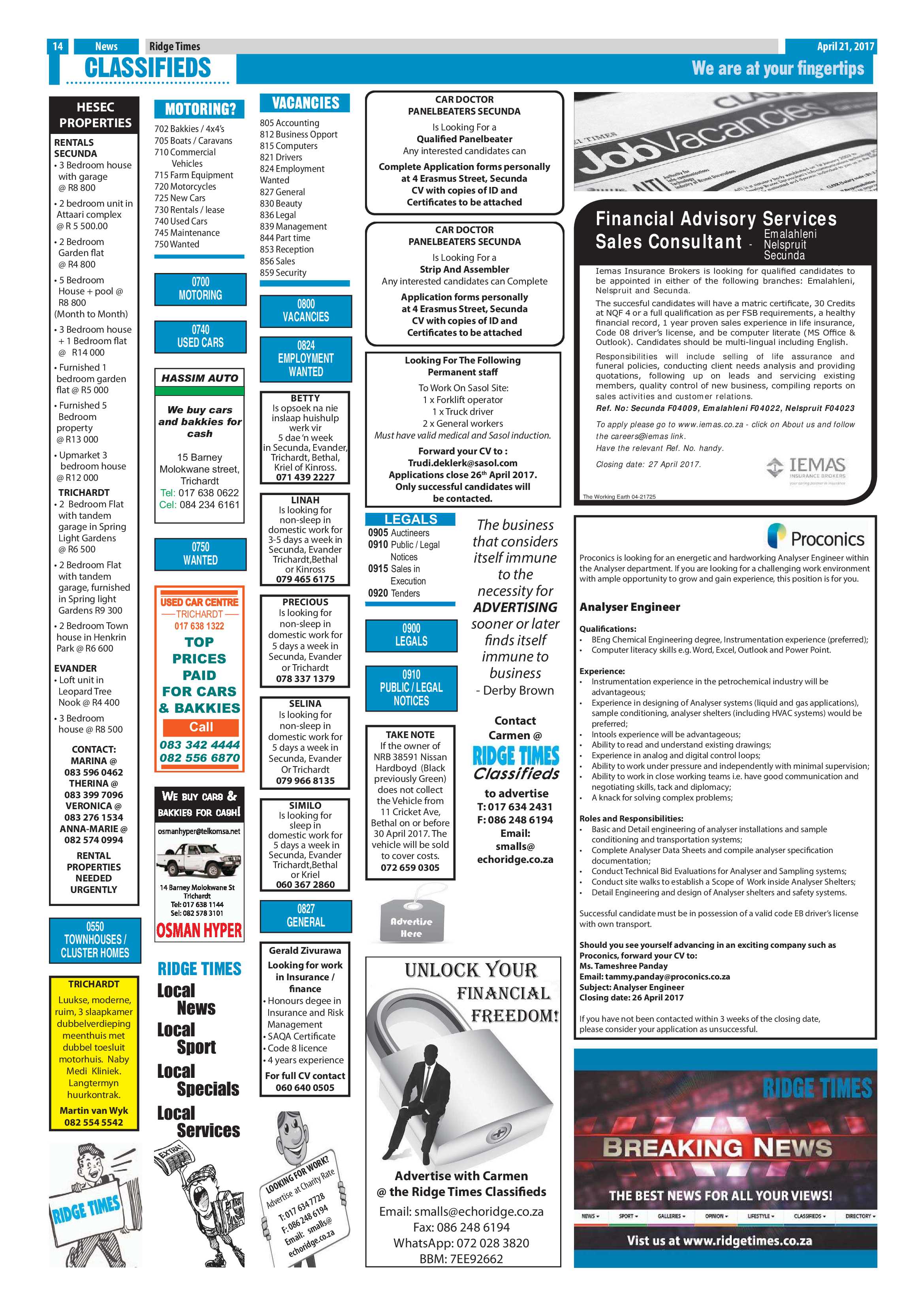 Ridge Times, 21 April 2017 page 14