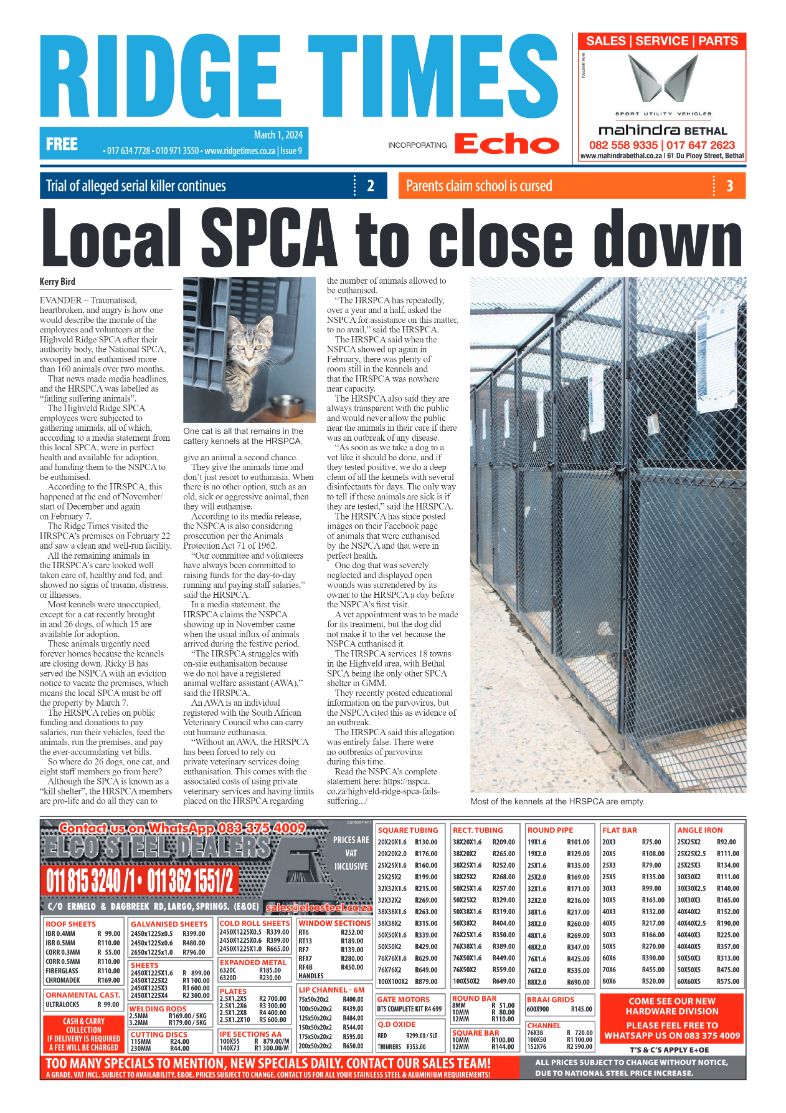 Ridge Times 01 March 2024 page 1