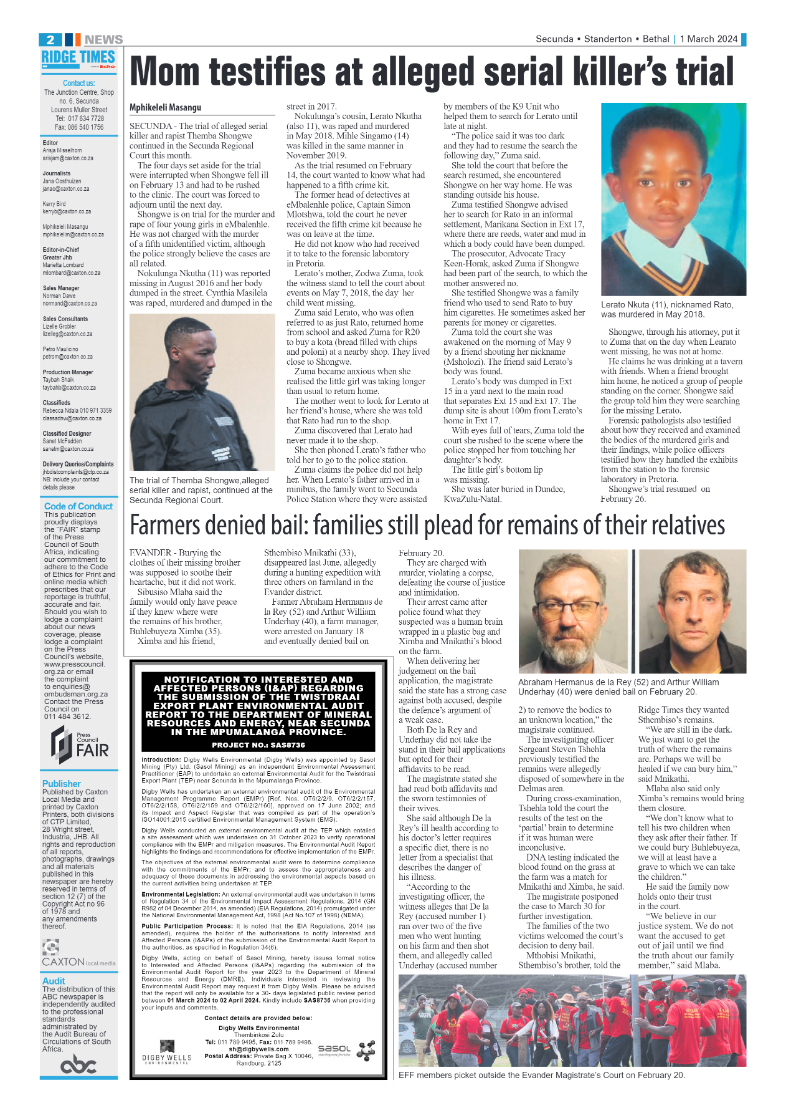 Ridge Times 01 March 2024 page 2