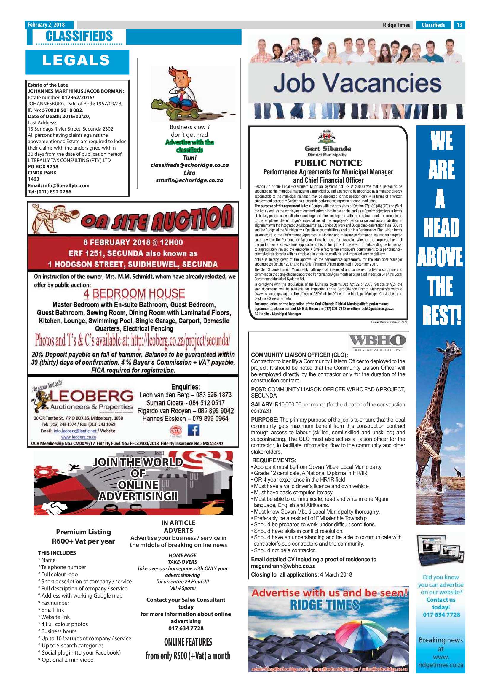 Ridge Times 02 February 2018 page 13