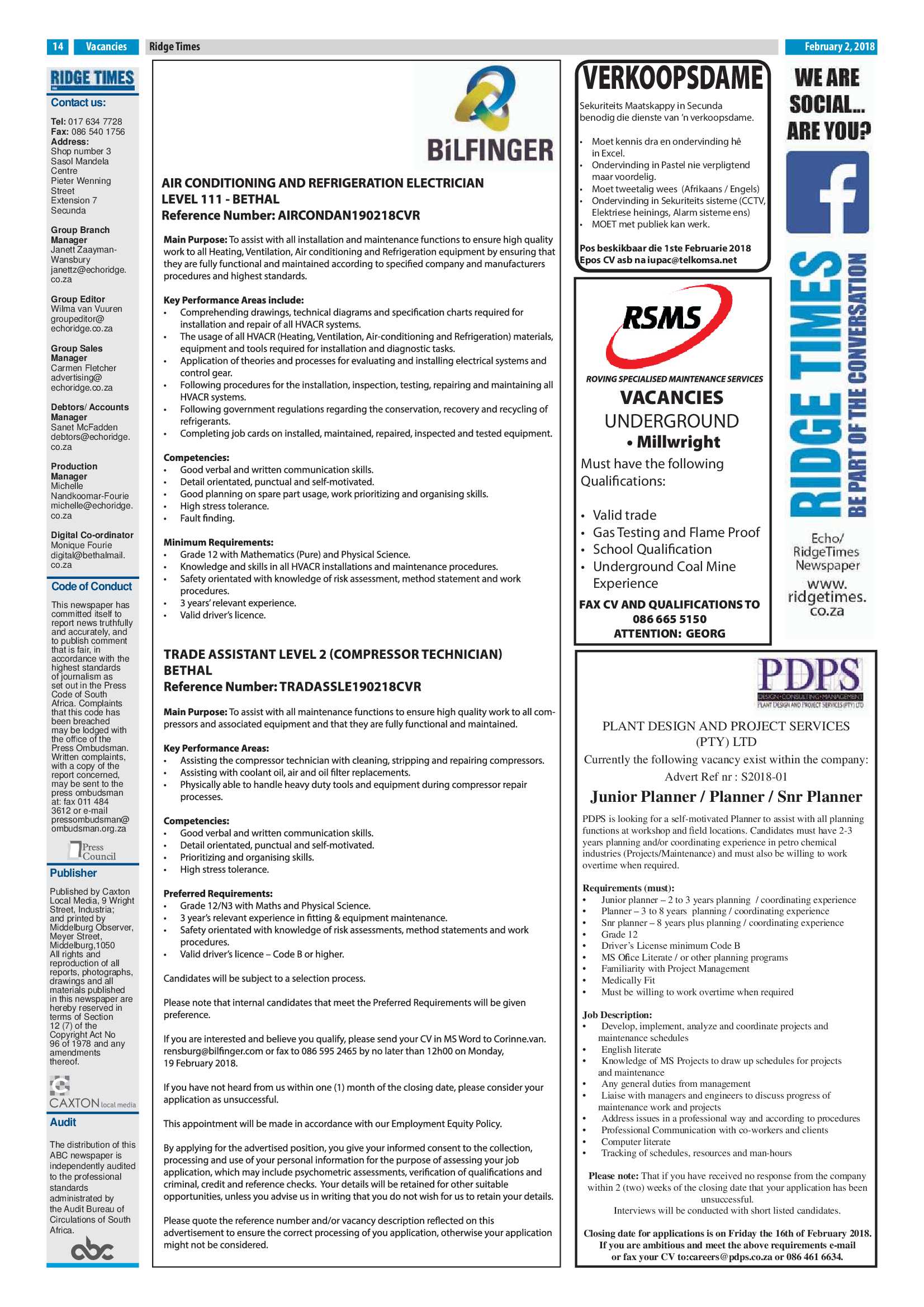 Ridge Times 02 February 2018 page 14