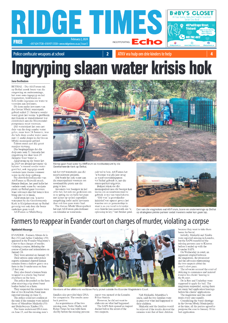 Ridge Times 02 February 2024 page 1