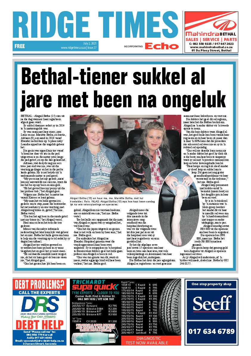 Ridge Times 02 July 2021 page 1