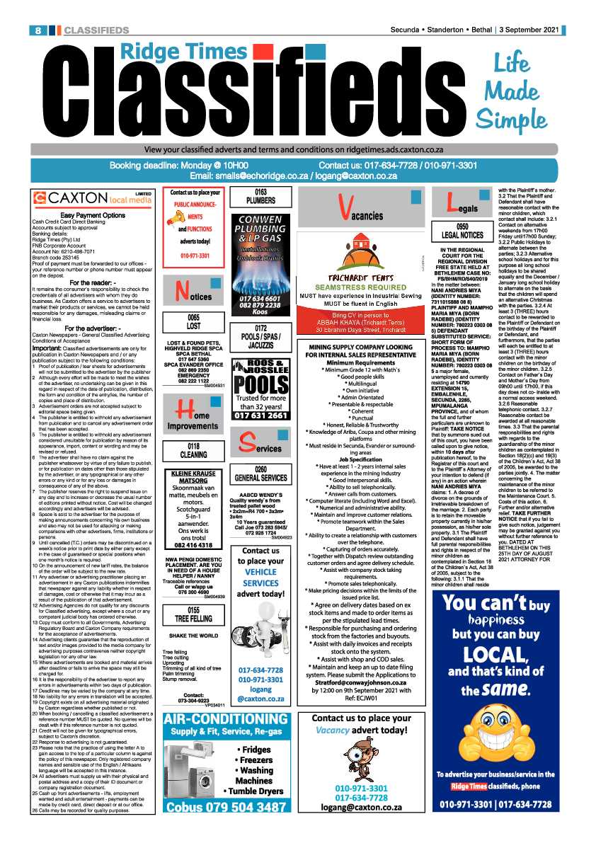 Ridge Times 03 September 2021 page 8