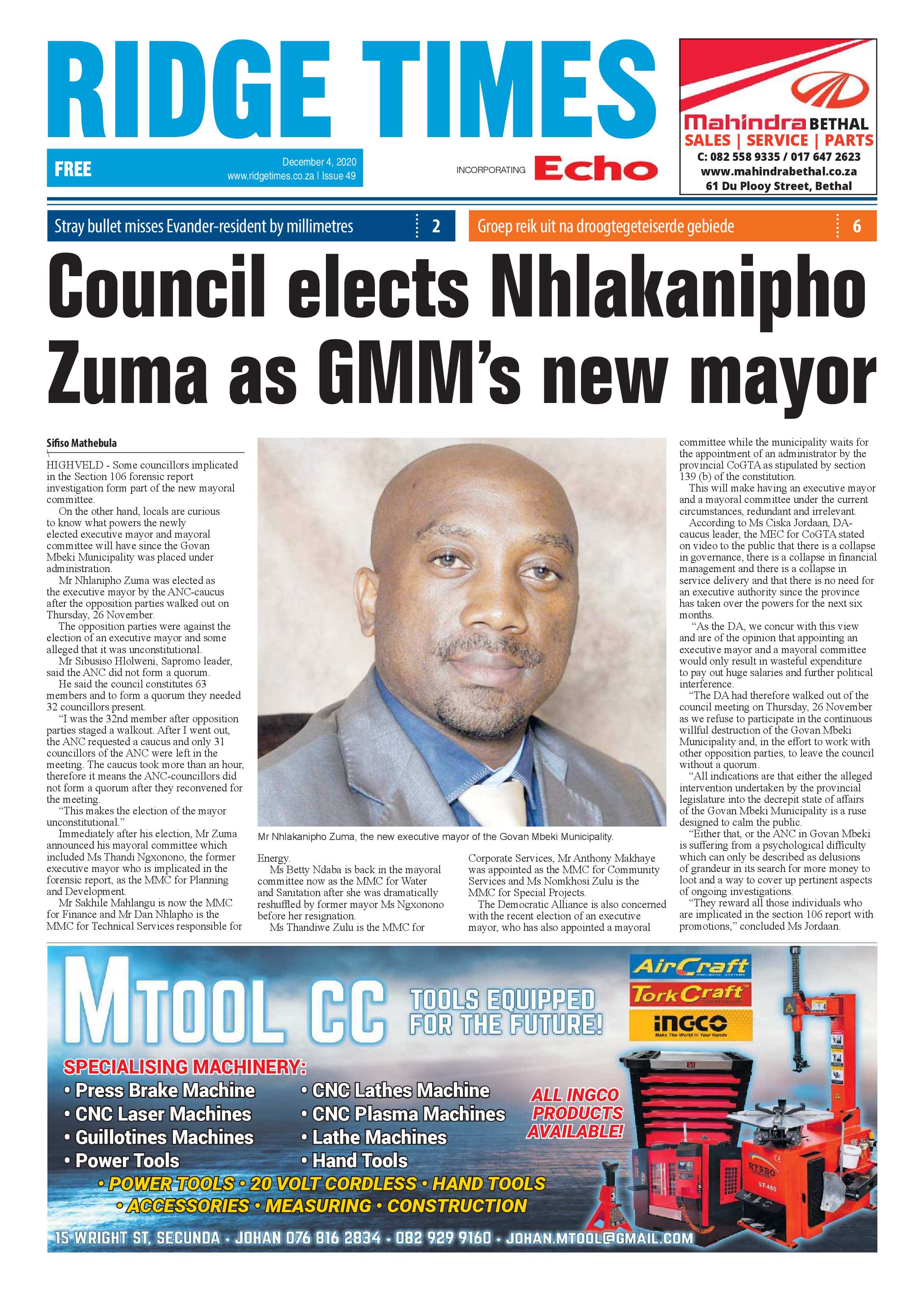 Ridge Times 04 December 2020 page 1
