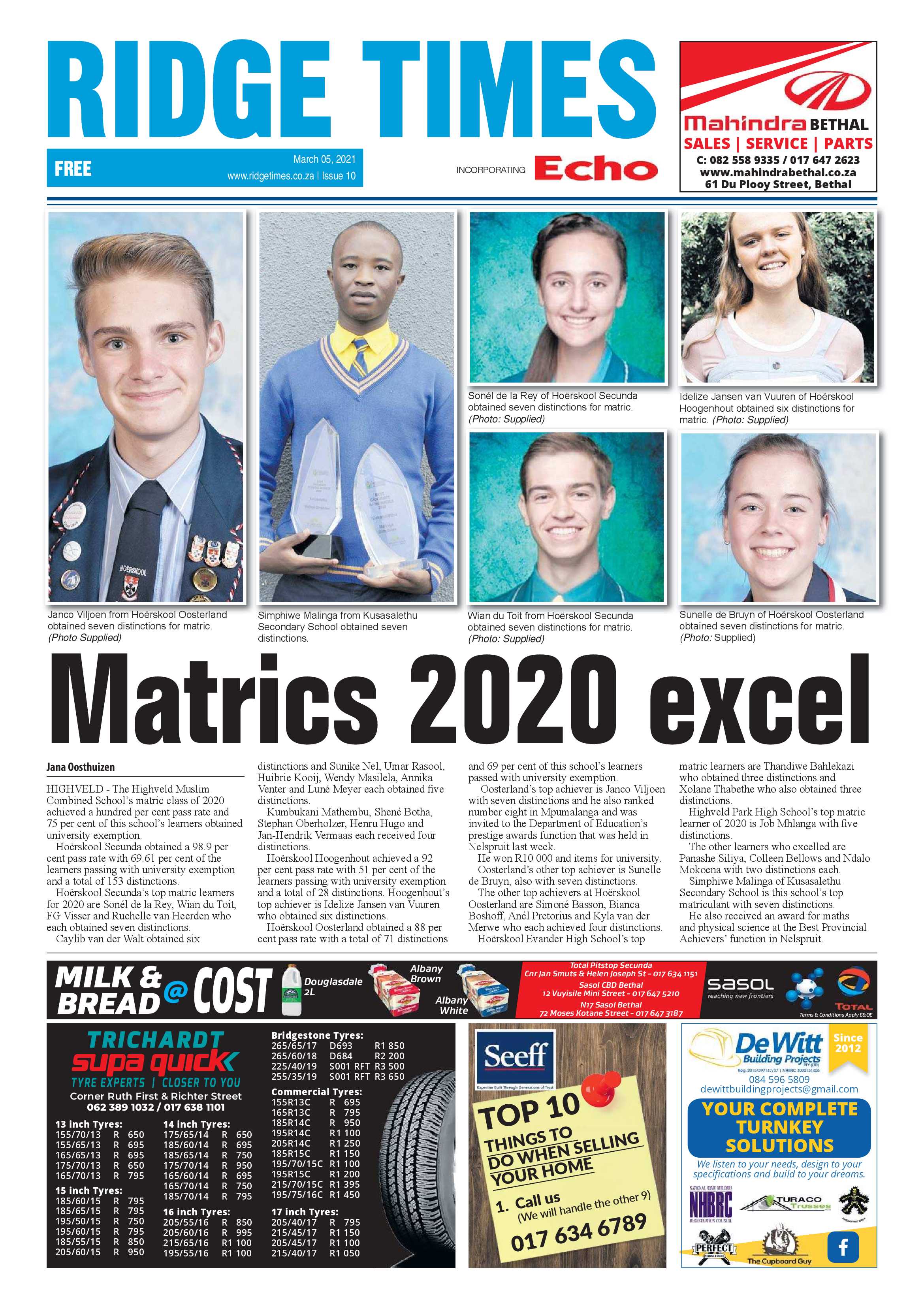 Ridge Times 05 March 2021 page 1