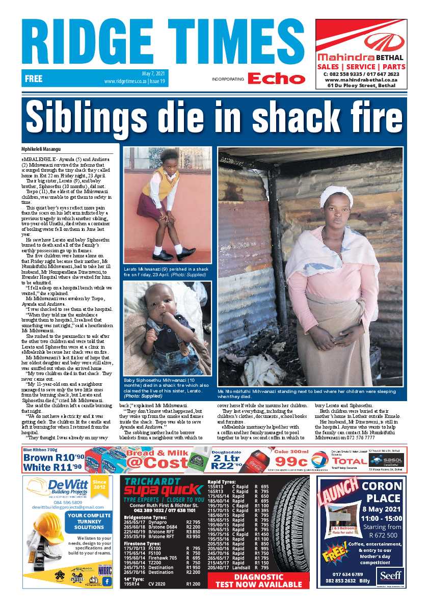 Ridge Times 07 May 2021 page 1