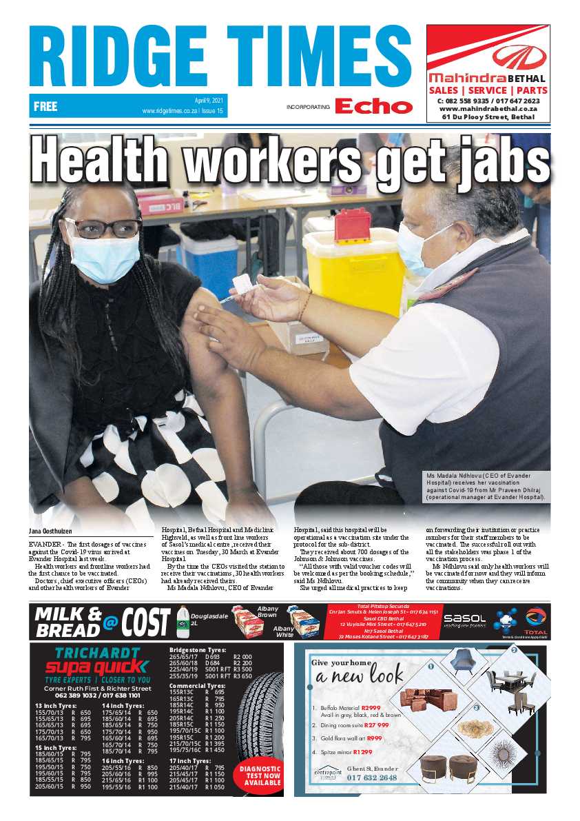 Ridge Times 09 April 2021 page 1
