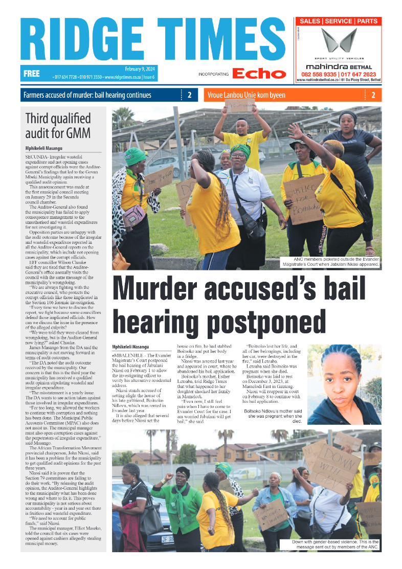Ridge Times 09 February 2024 page 1